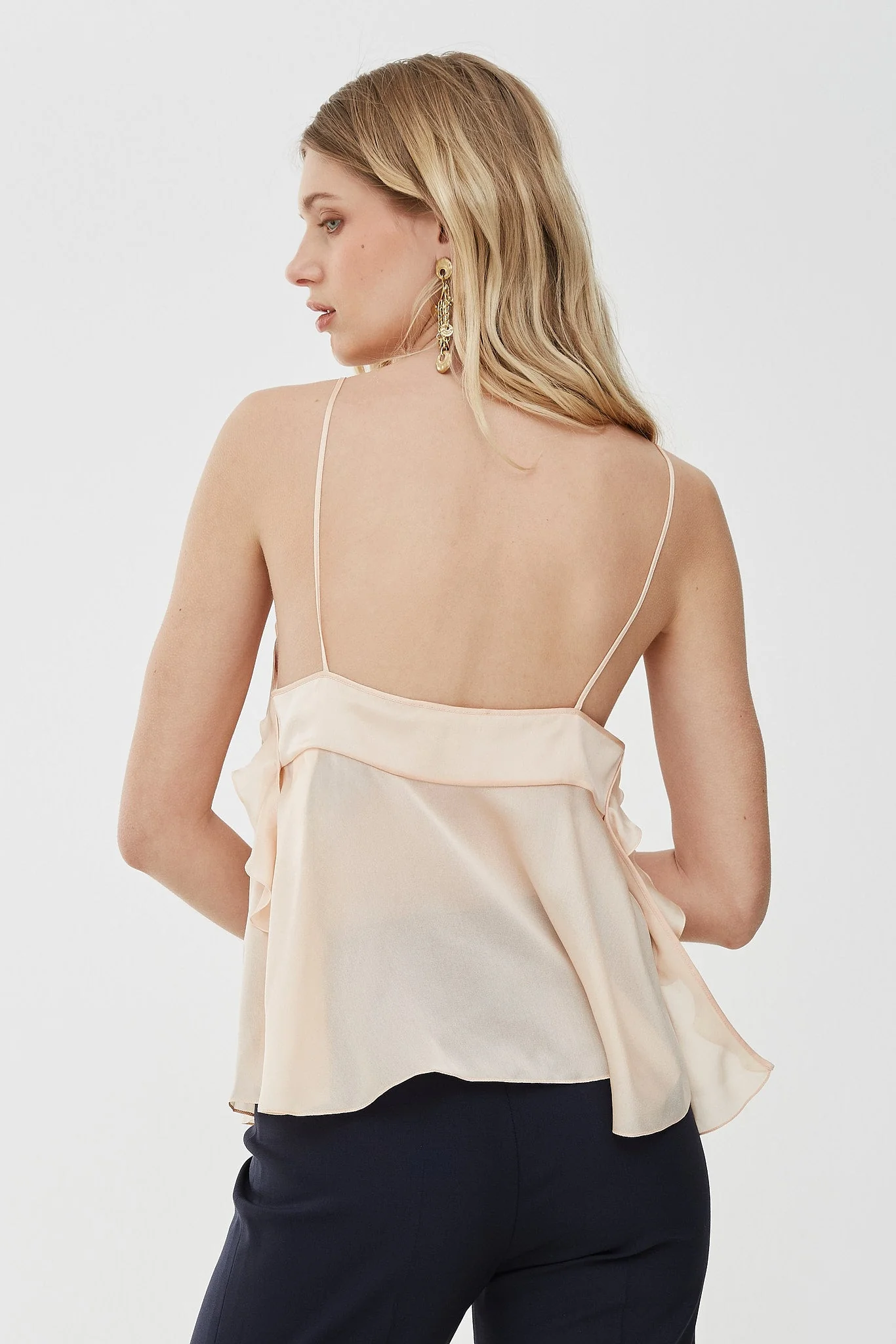 Ruffled silk charmeuse camisole top - Image 3