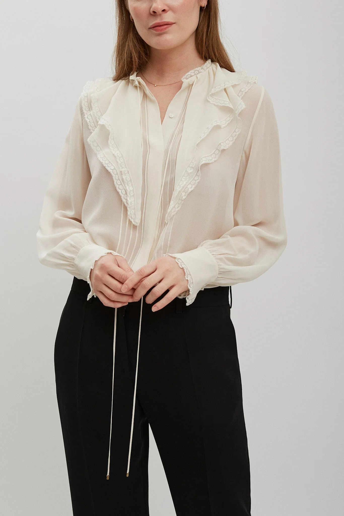 Ruffled silk georgette blouse - Image 2