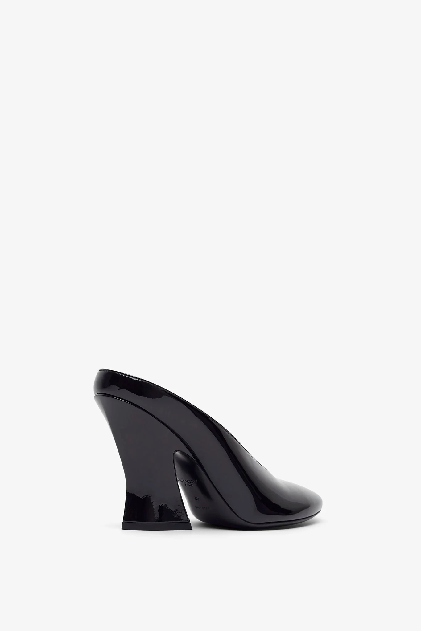 Sculpted heeled 95 black patent mules - Image 3
