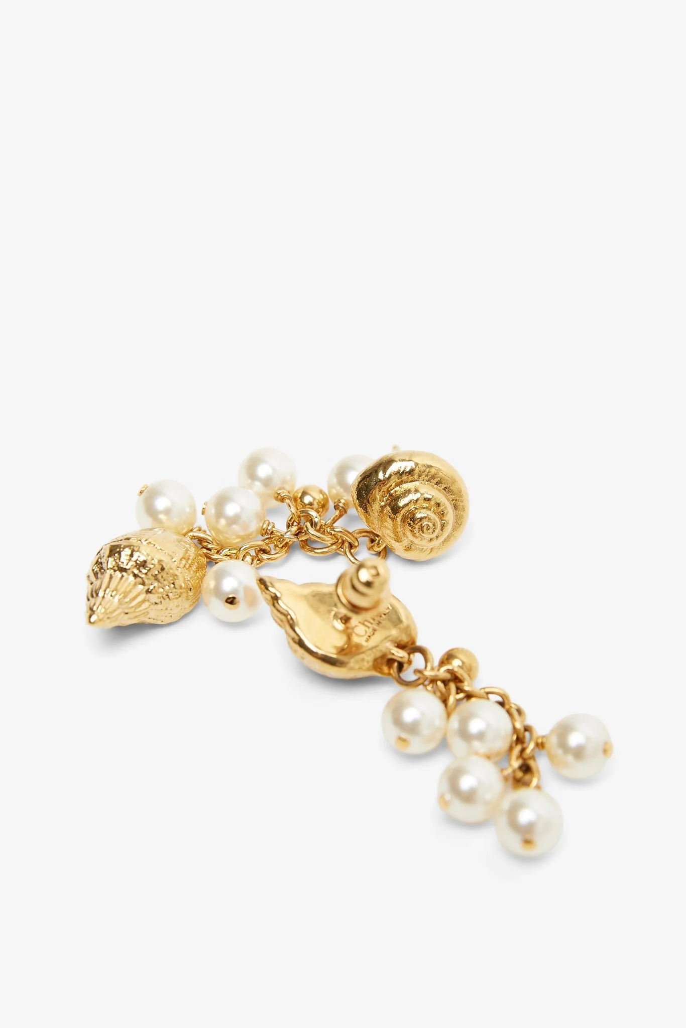 Shells long earrings in vintage gold - Image 2
