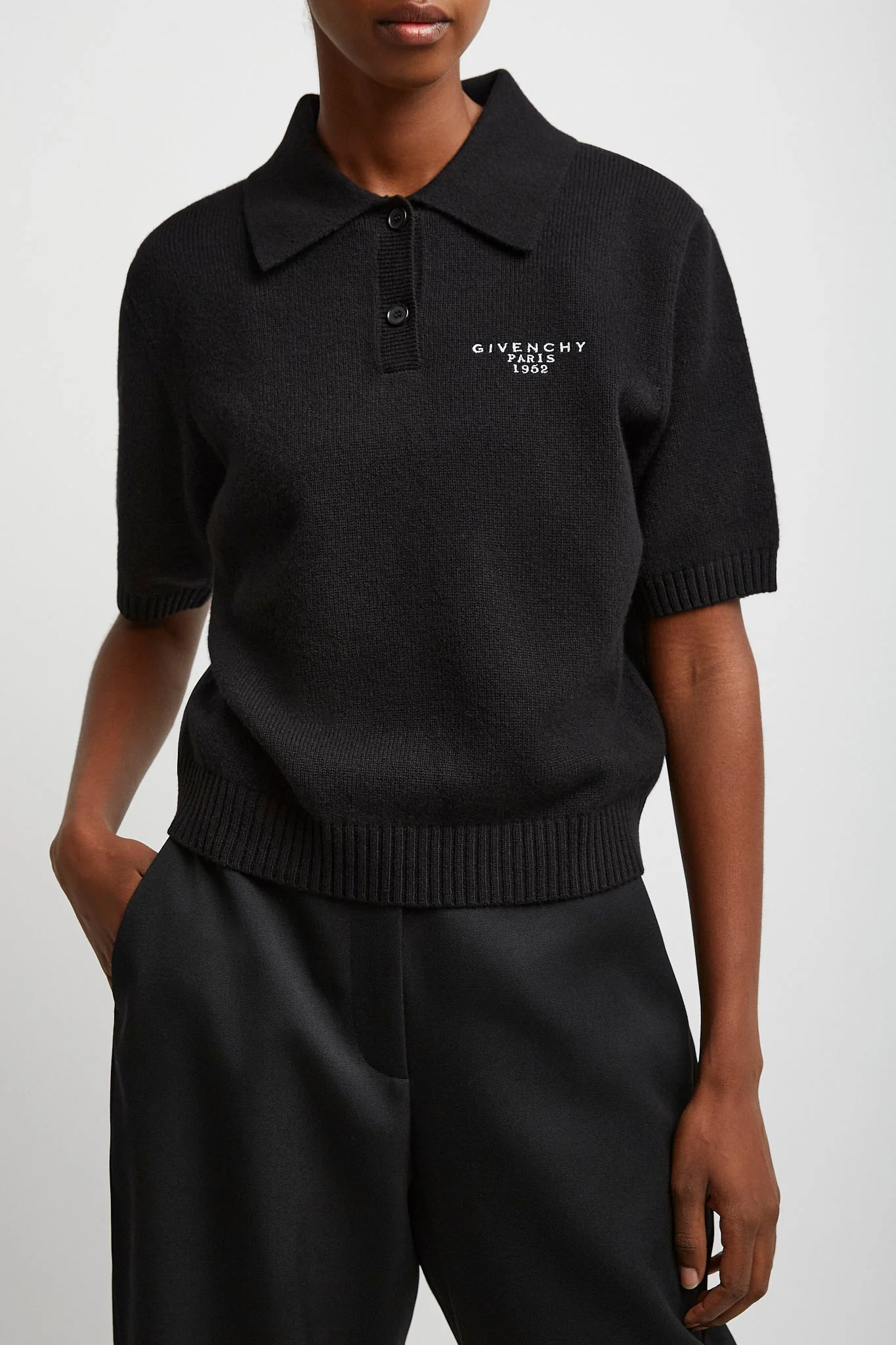 Short sleeve black polo shirt - Image 2