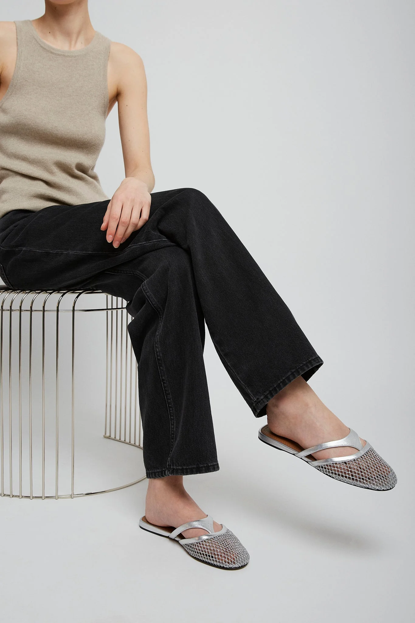 Infradito flat silver mules - Image 6
