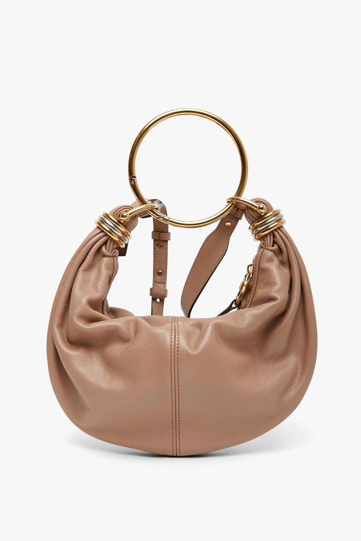 Small beige bracelet hobo bag