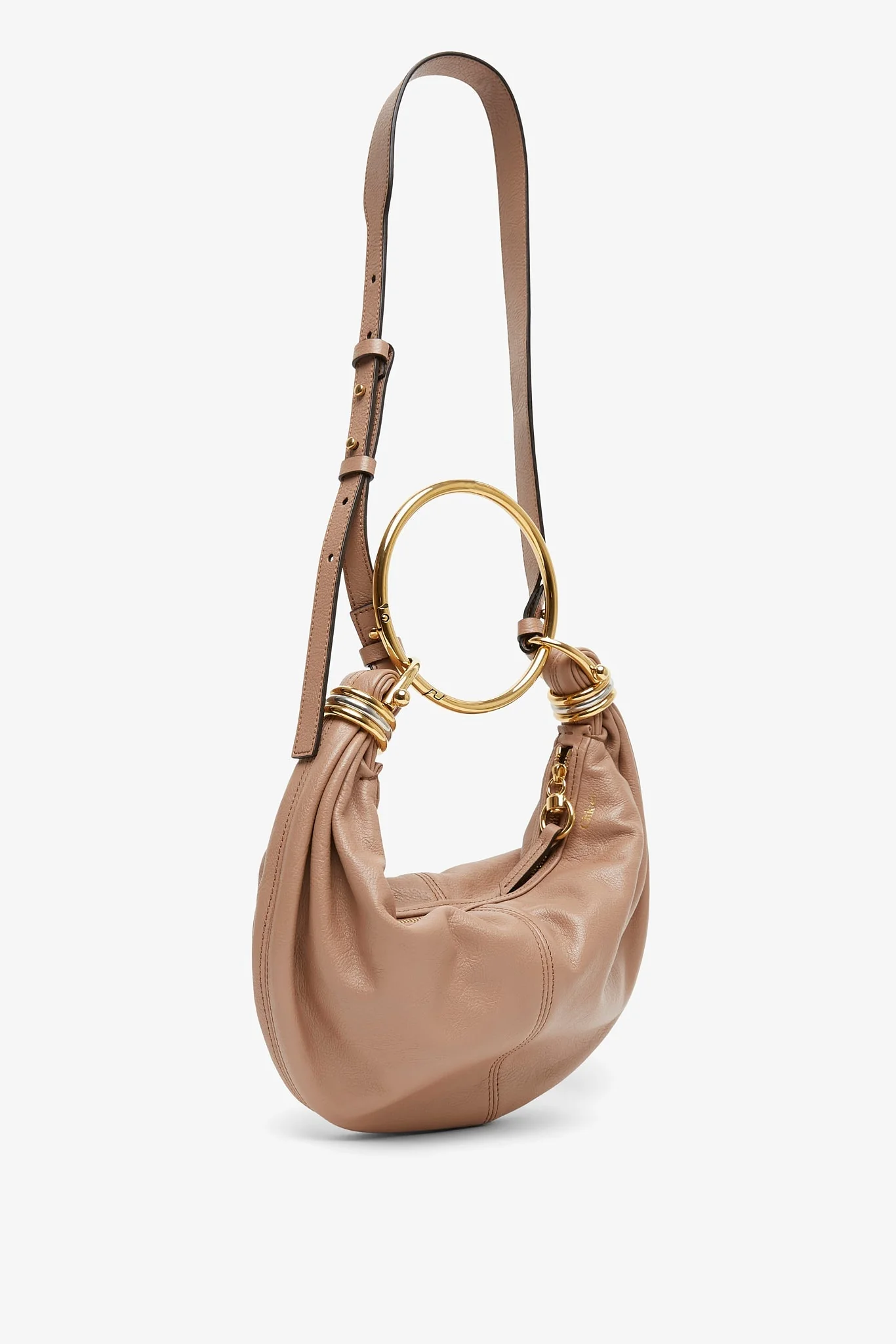 Small beige bracelet hobo bag - Image 3