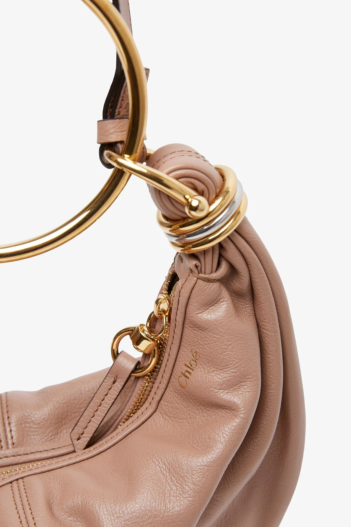 Small beige bracelet hobo bag - Image 5