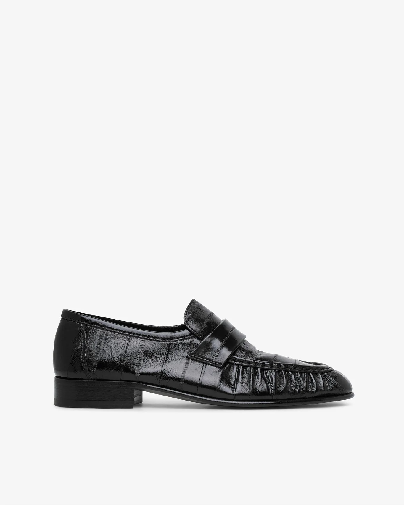 Soft black eel loafers