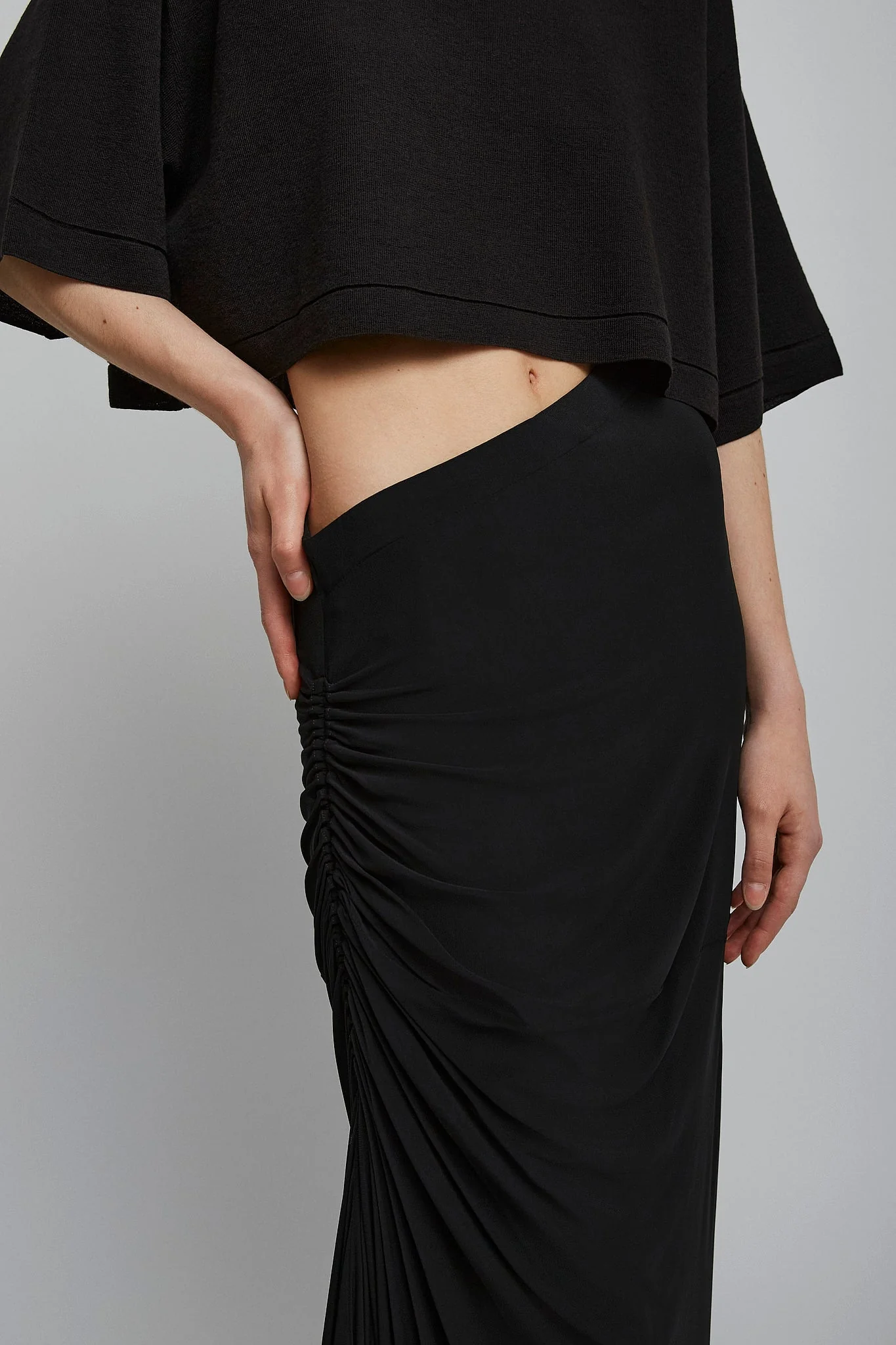 Soft jersey draped black skirt - Image 4