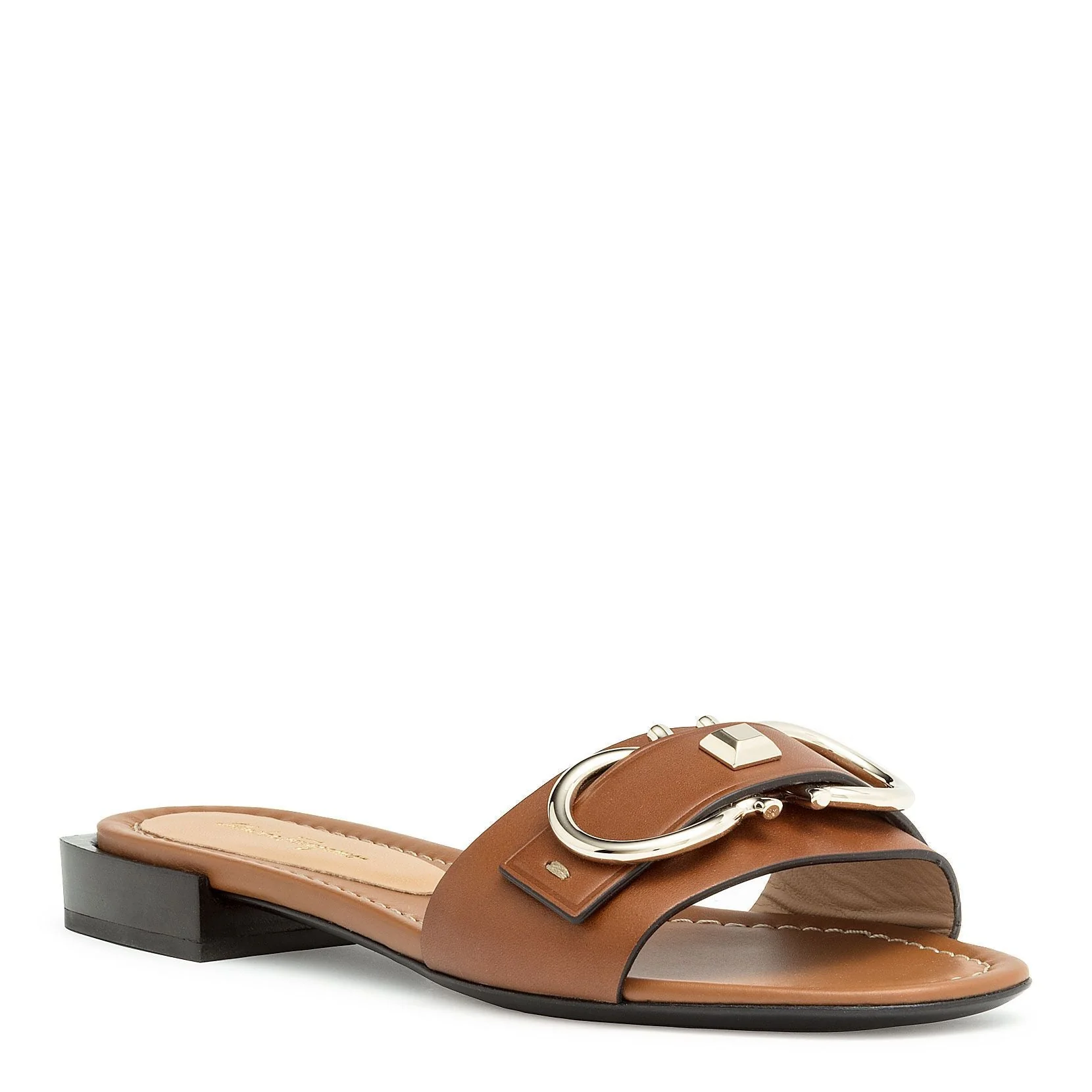 Solar tan calf leather slide sandals - Image 2