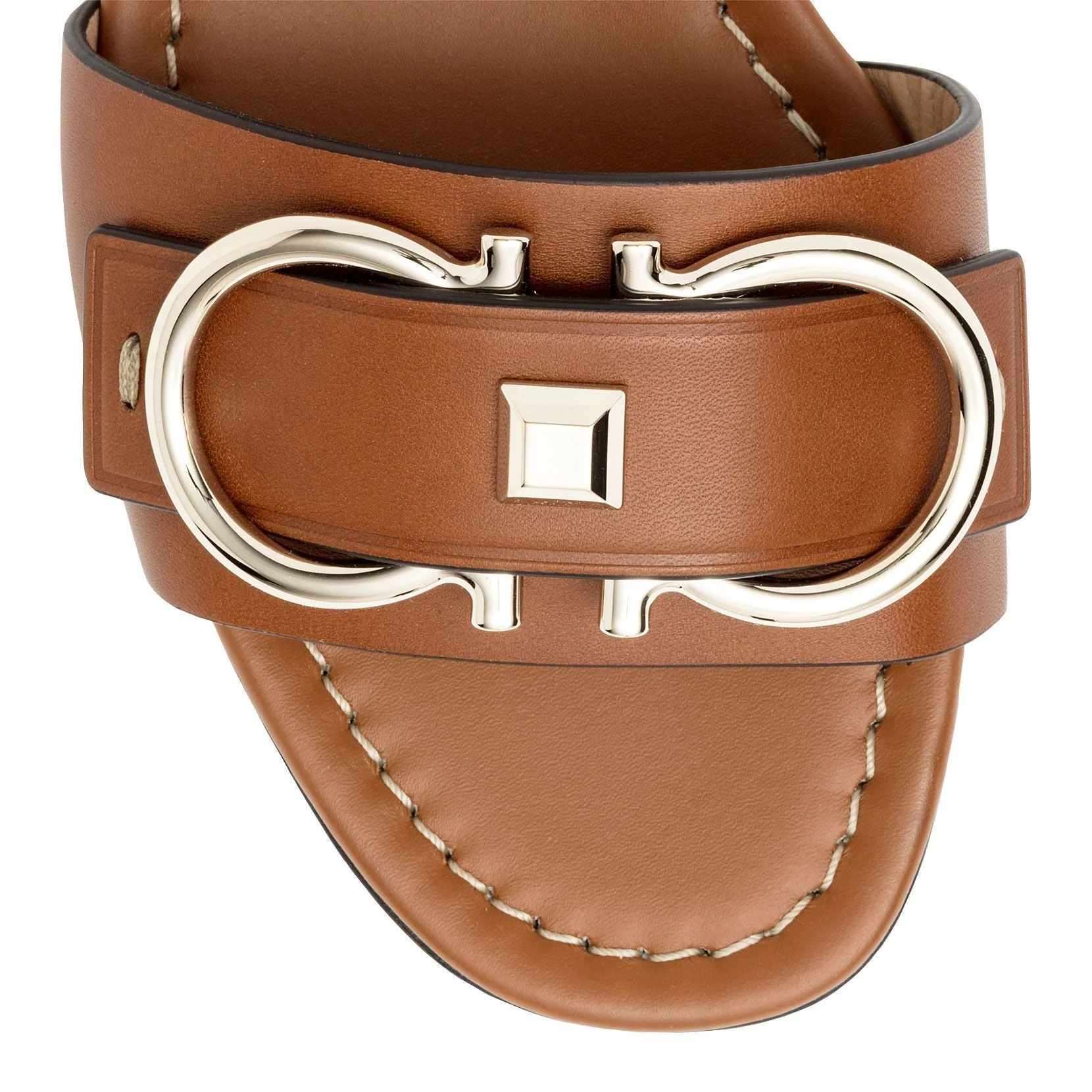 Solar tan calf leather slide sandals - Image 4