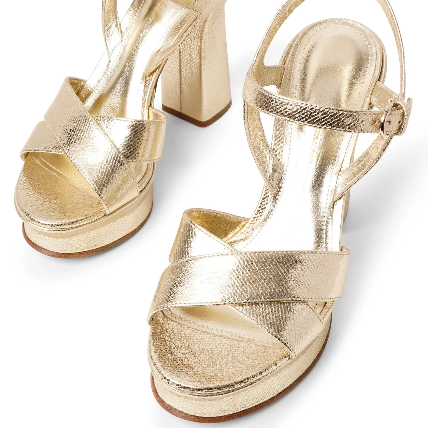 Sonya gold leather platform sandals - Image 5