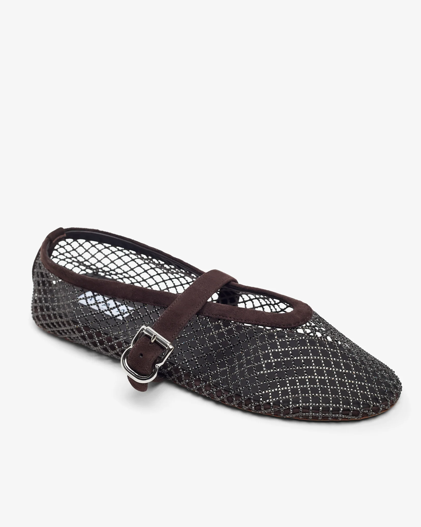 Strass mesh brown suede ballet flats - Image 3