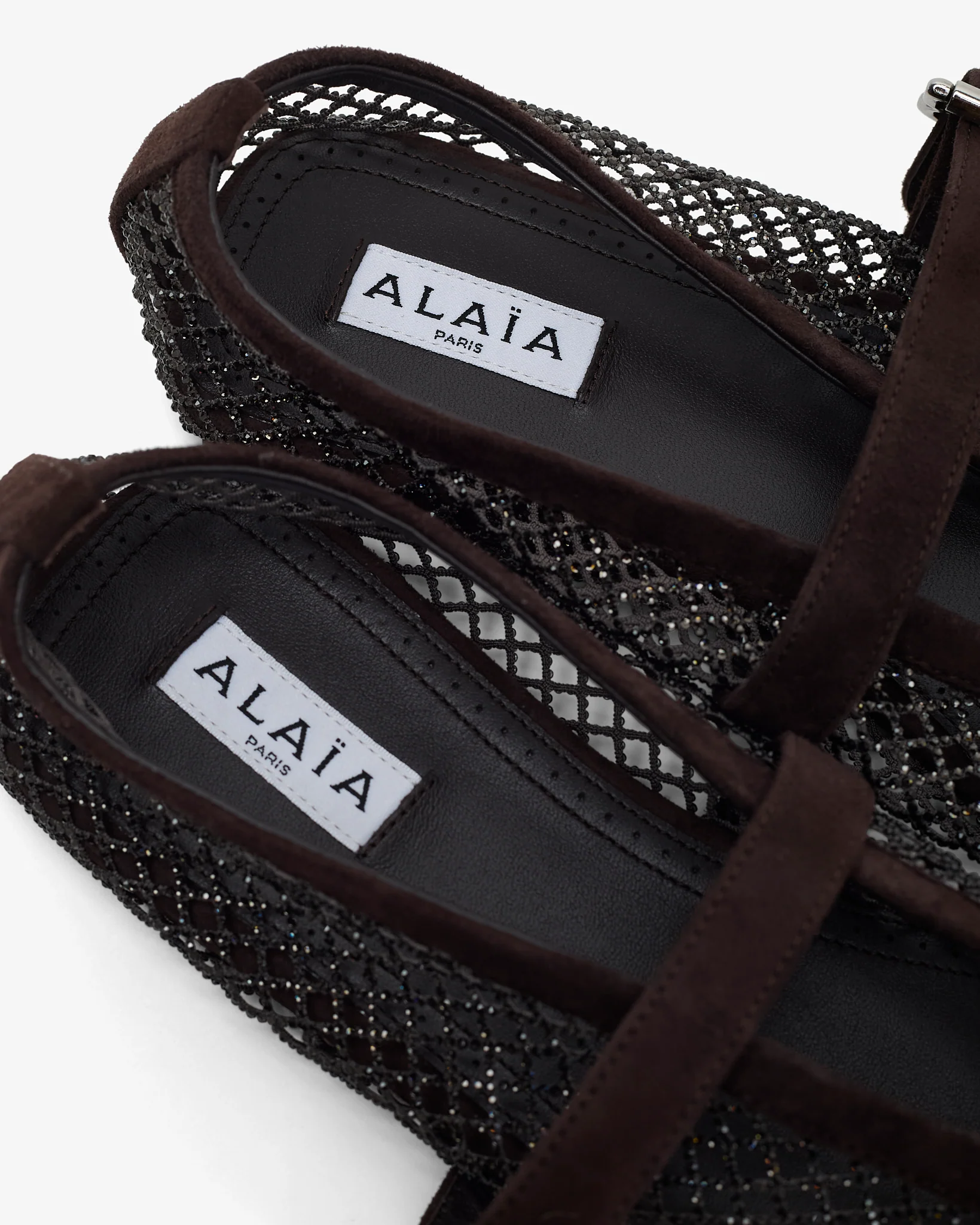 Strass mesh brown suede ballet flats - Image 4