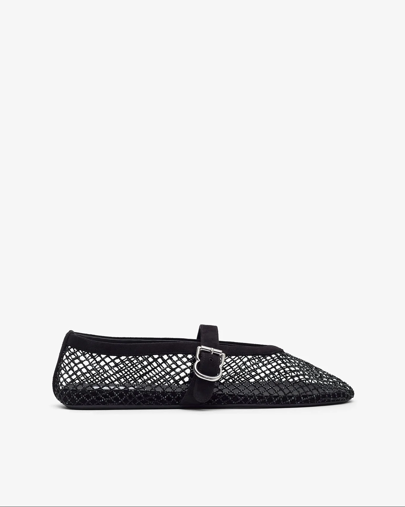 Strass mesh suede ballet flats