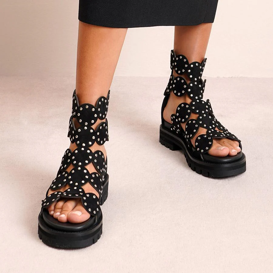 Studded suede chunky sandals - Image 6