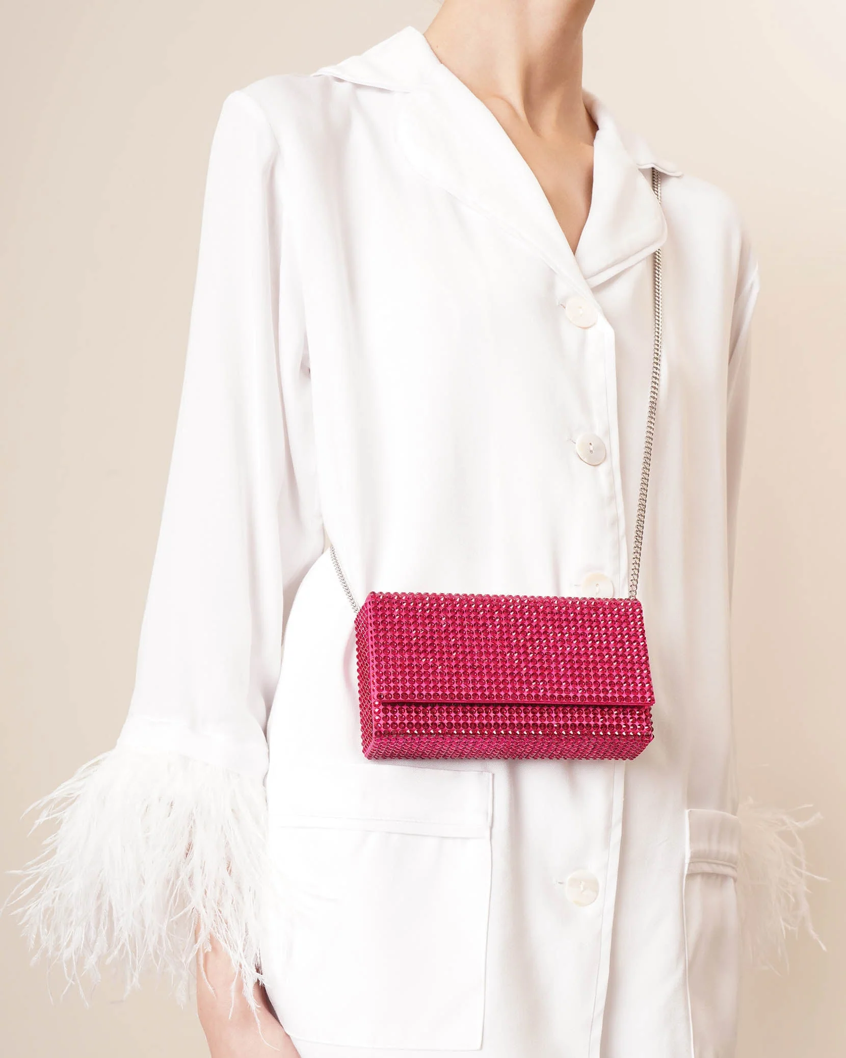 Superamini Paloma pink crystal clutch - Image 2