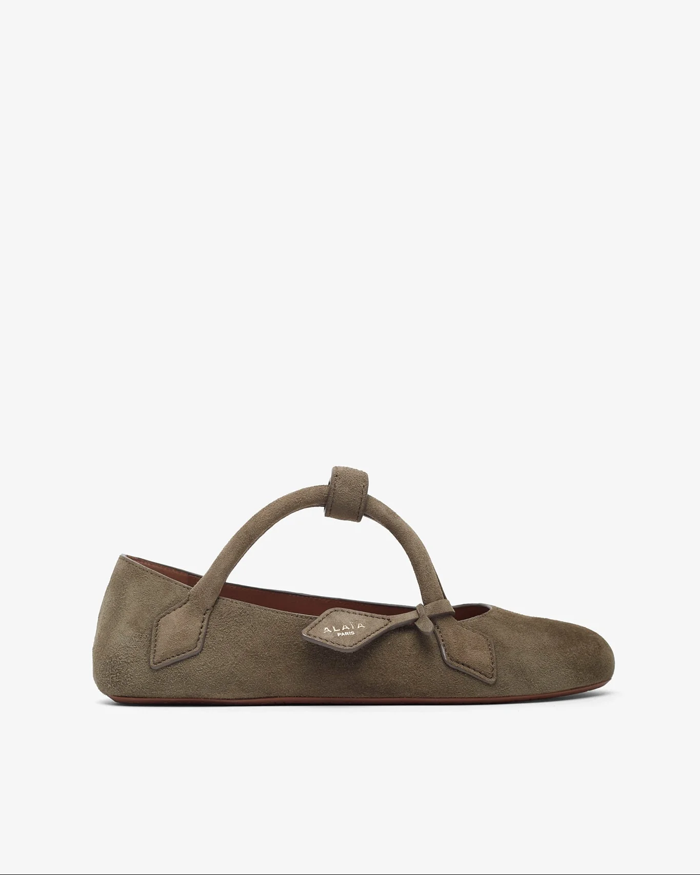 Teckel brown grey suede ballet flats