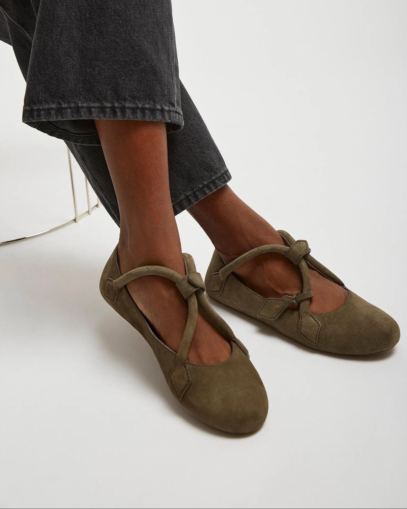 Teckel brown grey suede ballet flats - Image 2