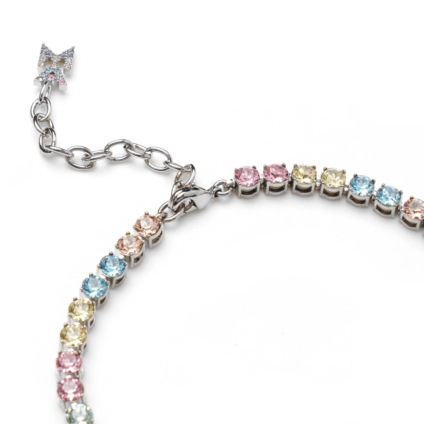 Tennis anklet candy rainbow and silver - Image 4