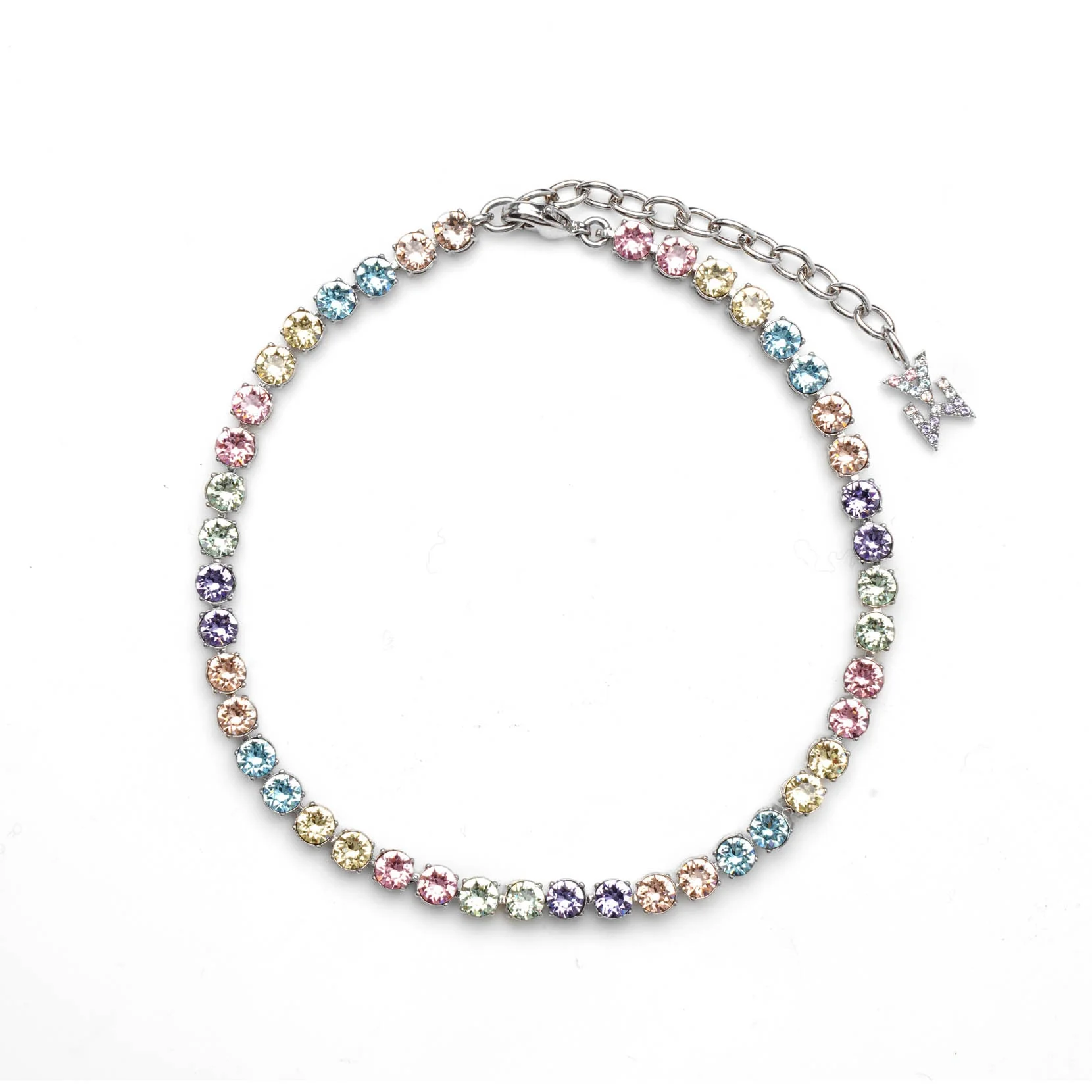 Tennis anklet candy rainbow and silver - Image 5