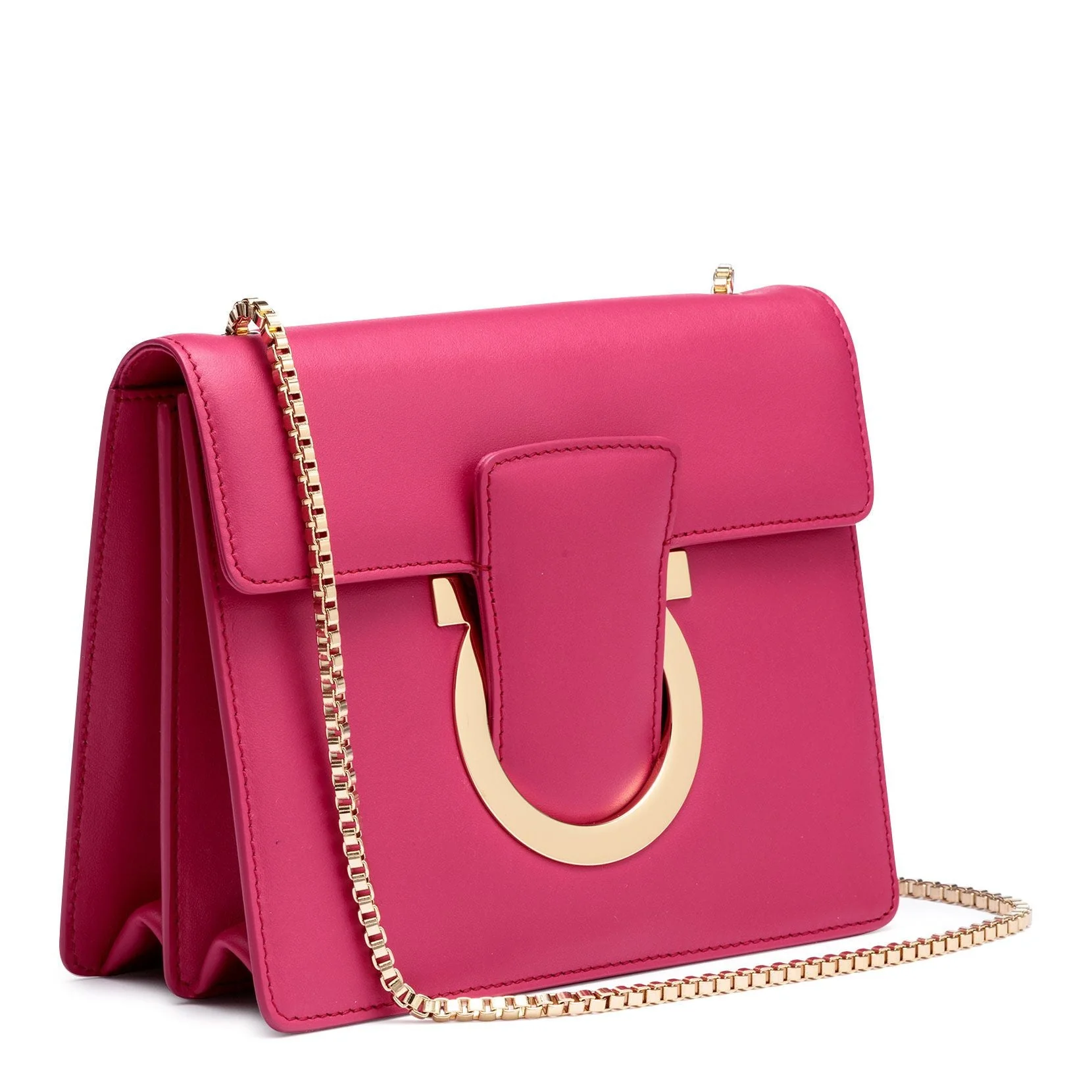 Thalia fuchsia leather Gancini shoulder bag - Image 2