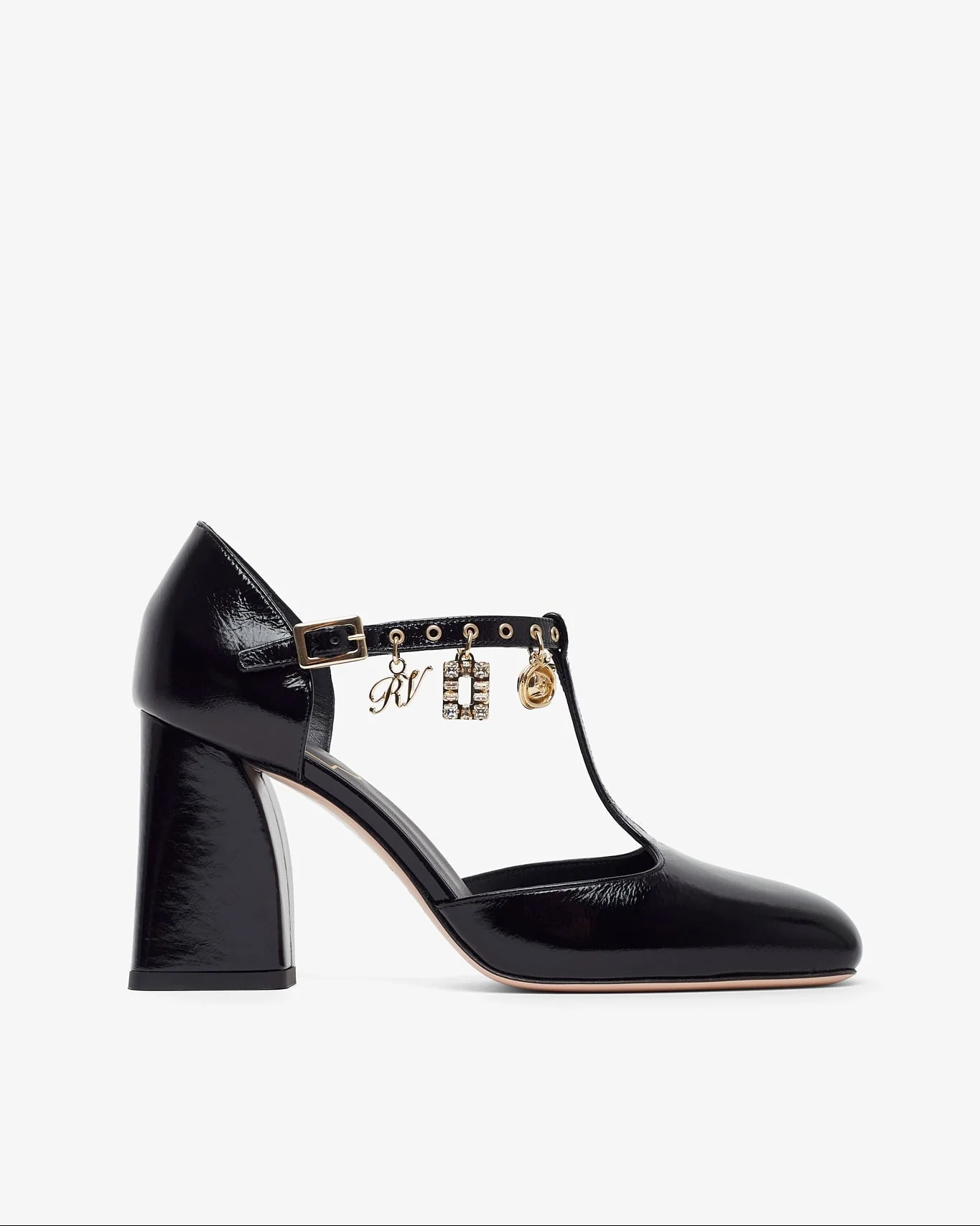 Tres Vivier 85 black with gold charms