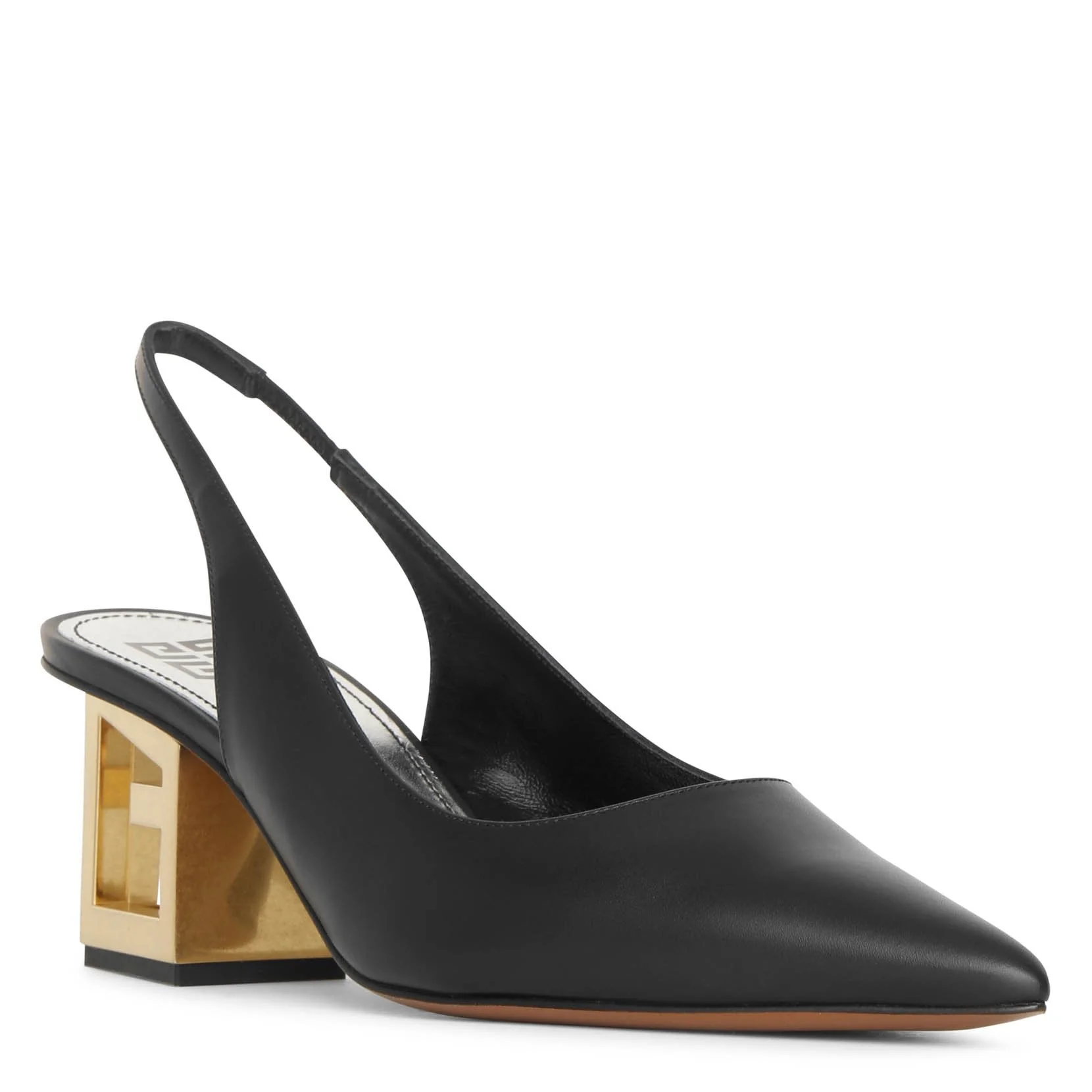 Triangle black leather slingback pumps - Image 2