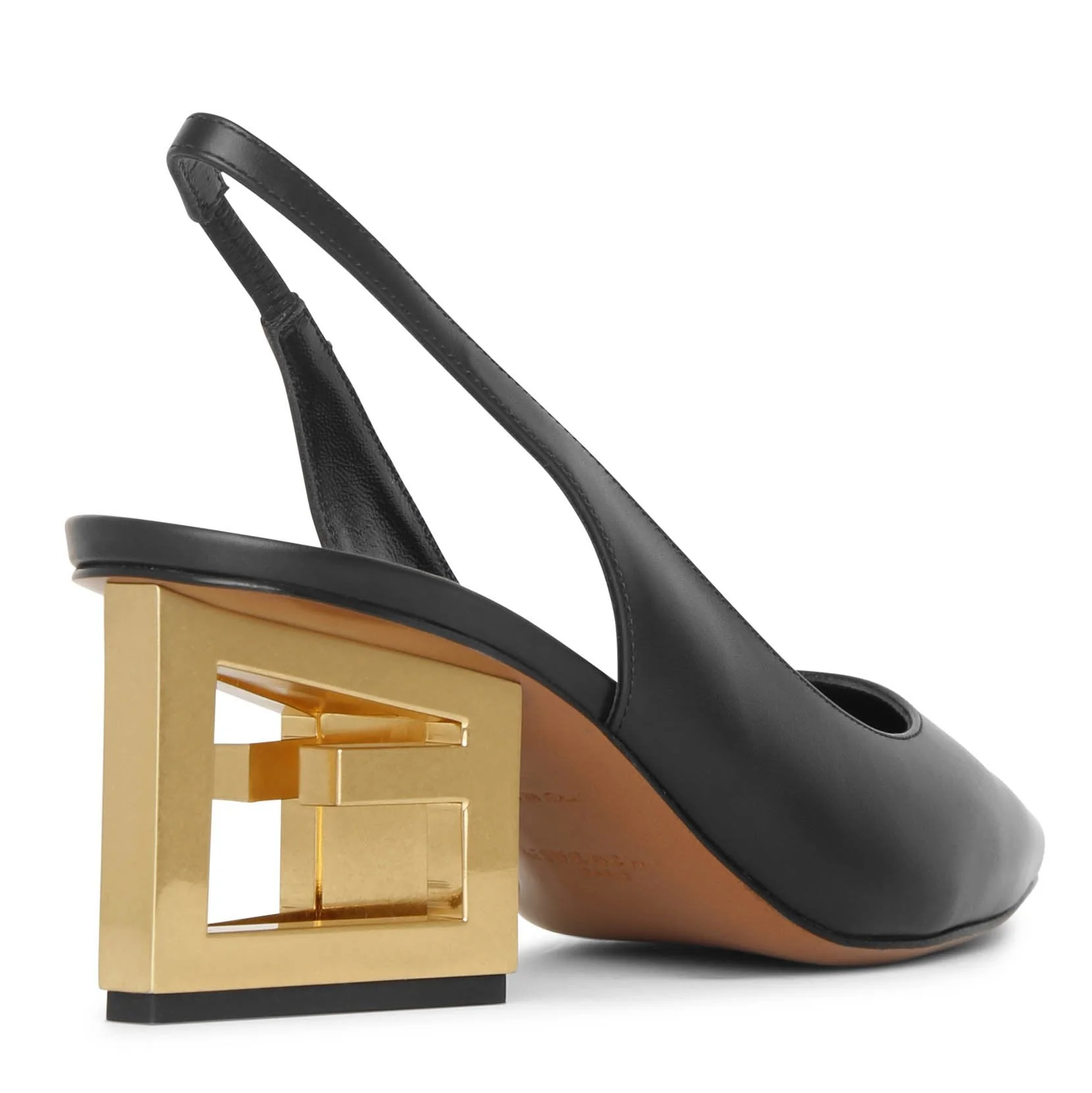 Triangle black leather slingback pumps - Image 3