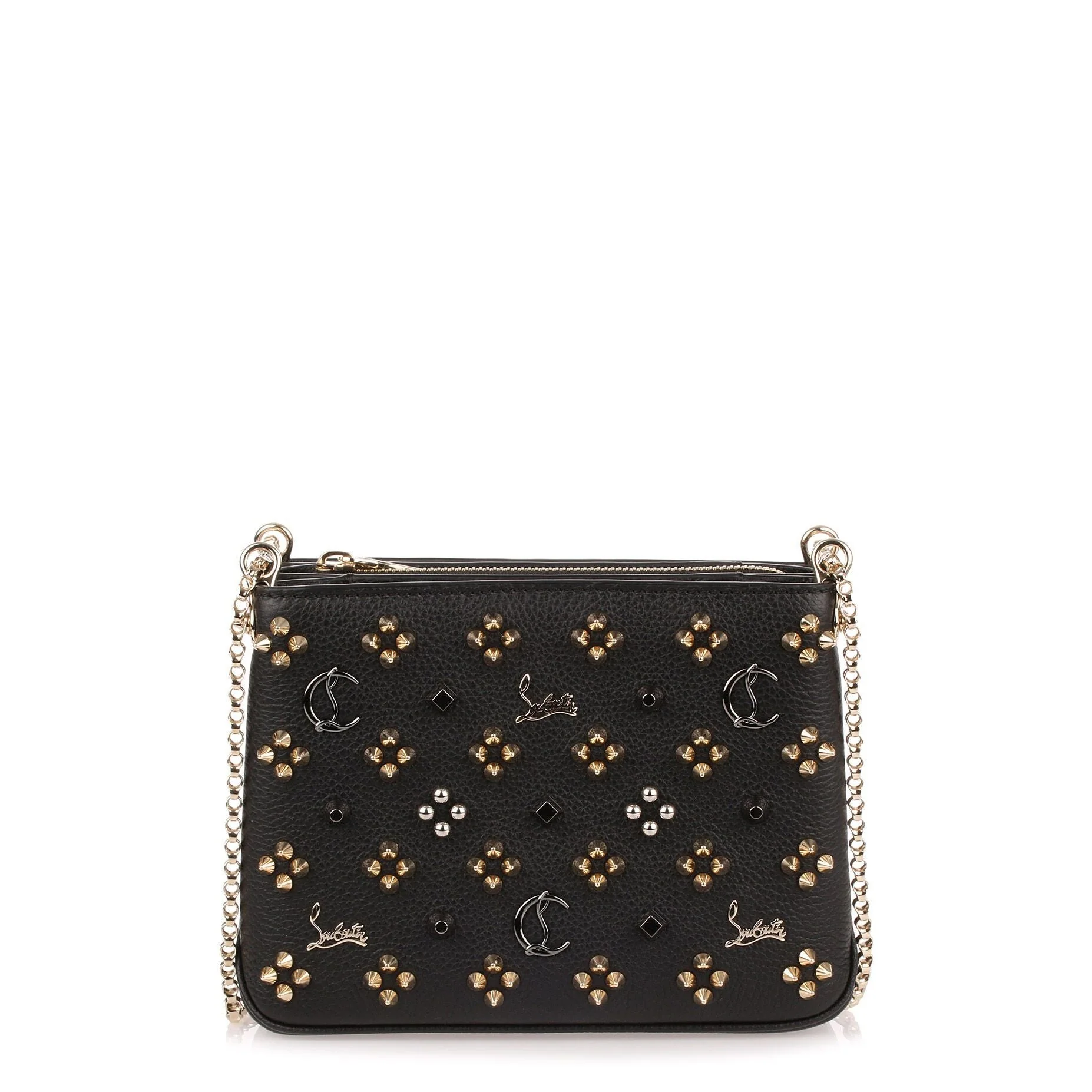 Triloubi small black logo studded bag
