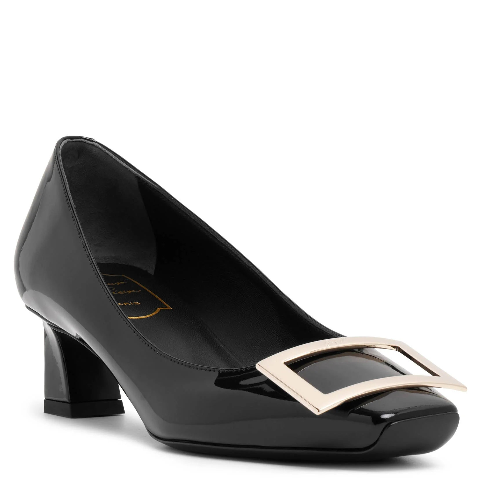 Trompette 45 metal buckle black patent pumps - Image 3