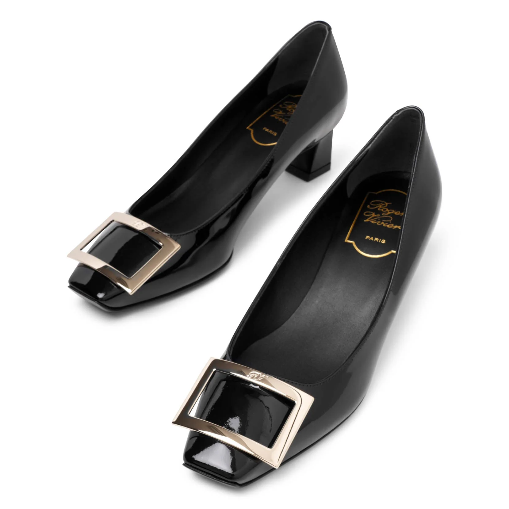 Trompette 45 metal buckle black patent pumps - Image 5