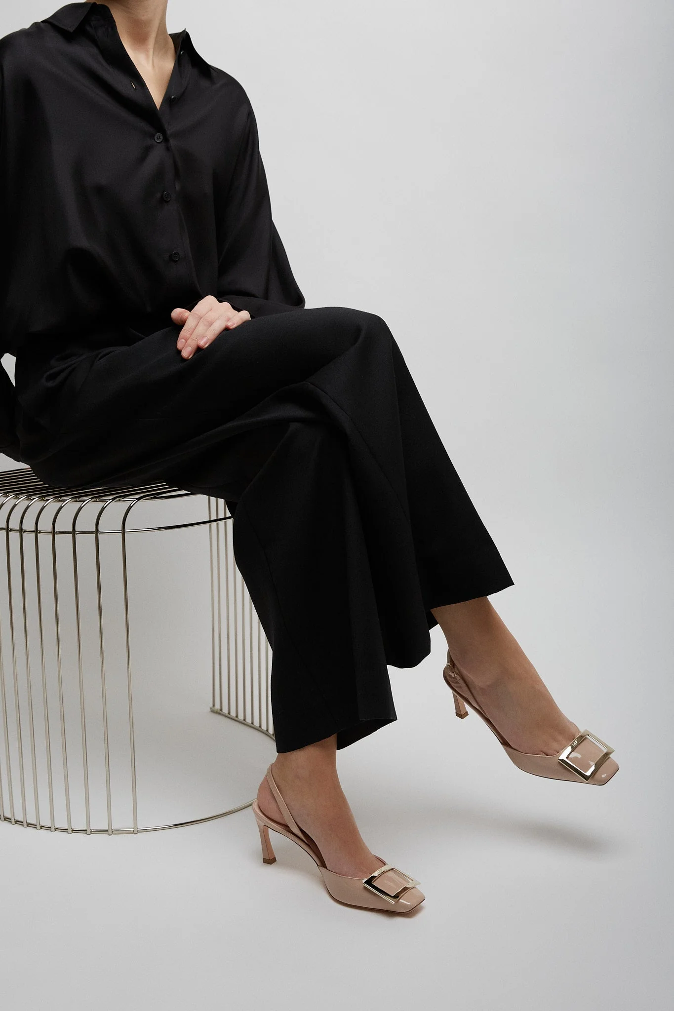 Trompette 70 beige patent slingback pumps - Image 6