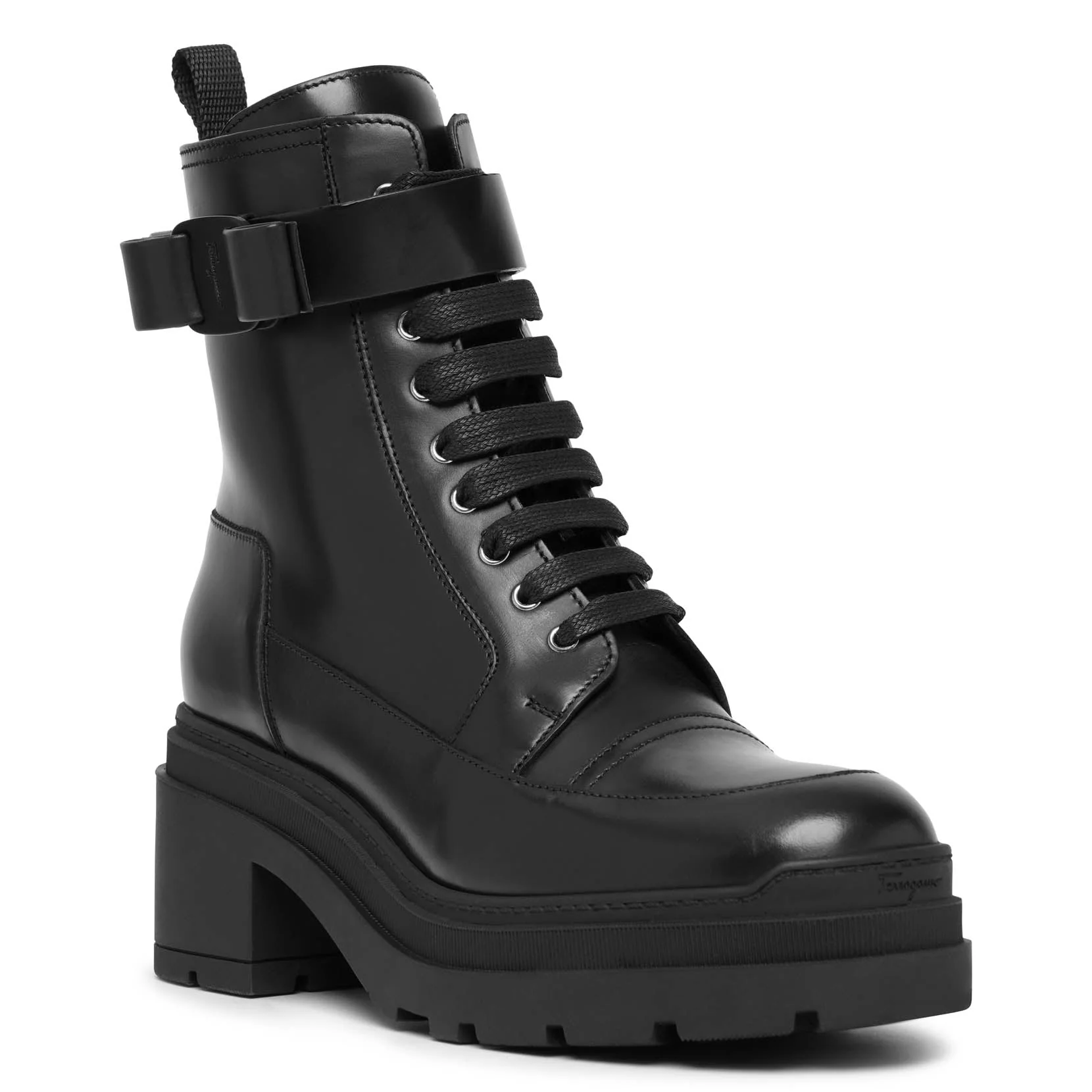 Vara bow black leather ankle boots - Image 3