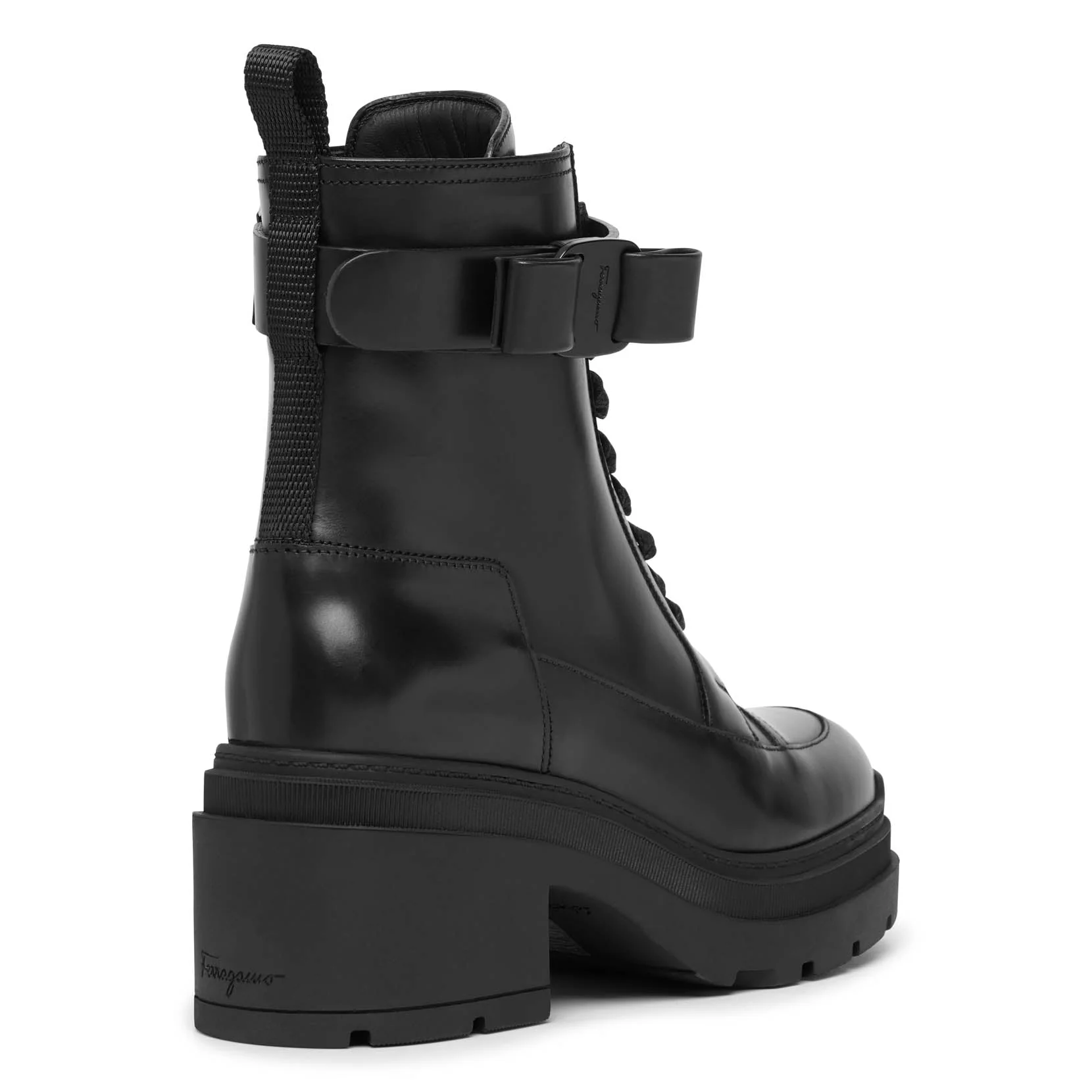 Vara bow black leather ankle boots - Image 4