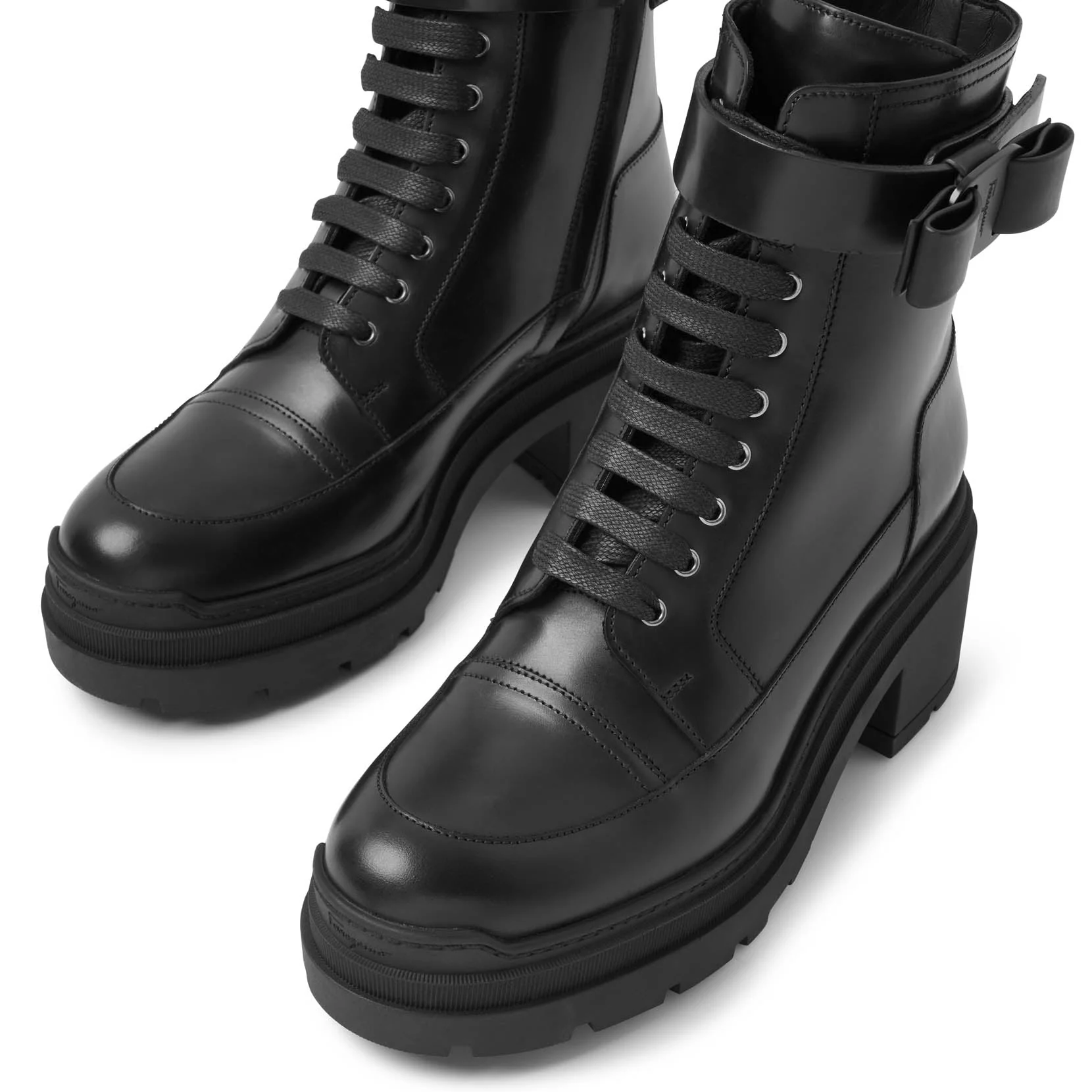 Vara bow black leather ankle boots - Image 6