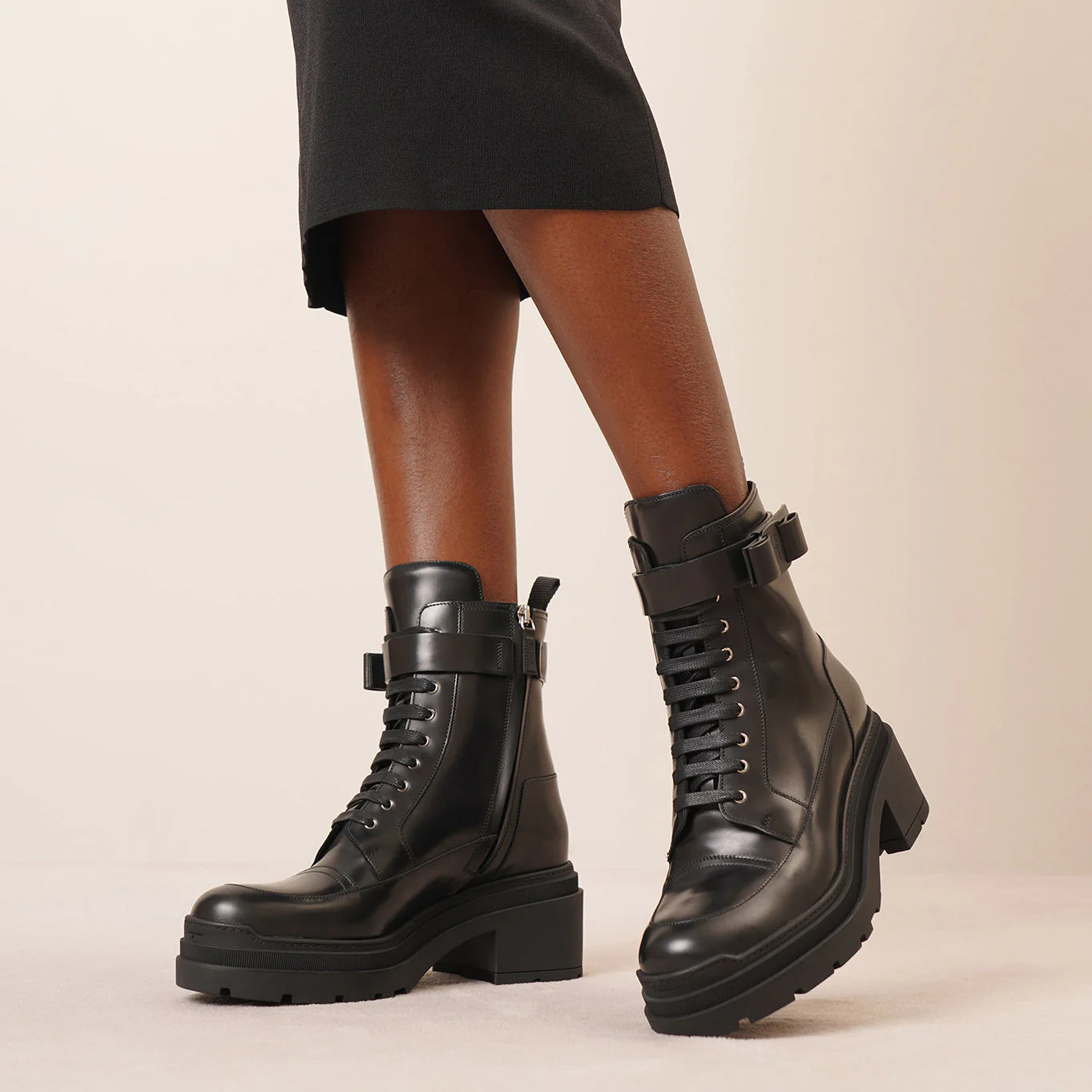 Vara bow black leather ankle boots - Image 7