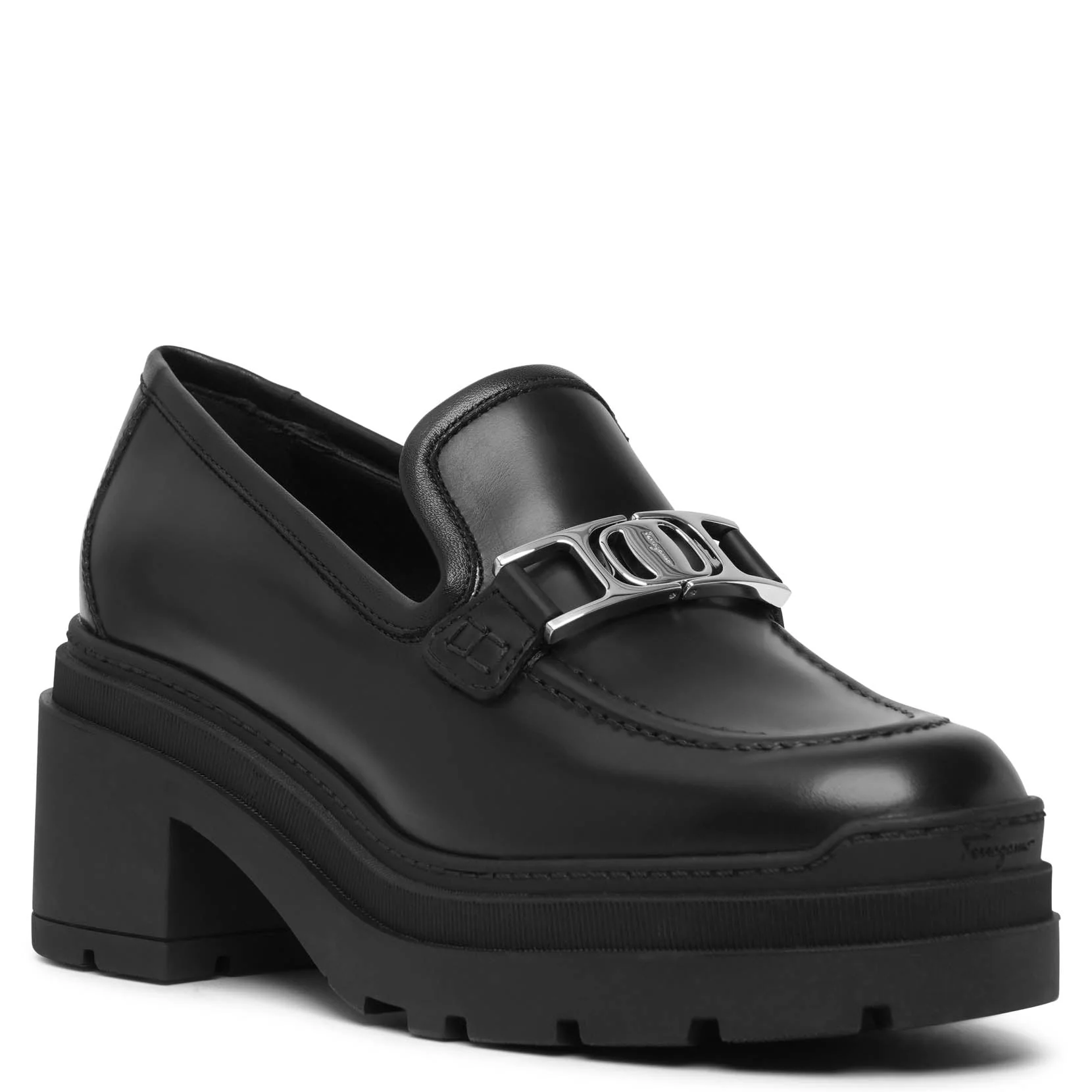 Vara chain black leather loafers - Image 3