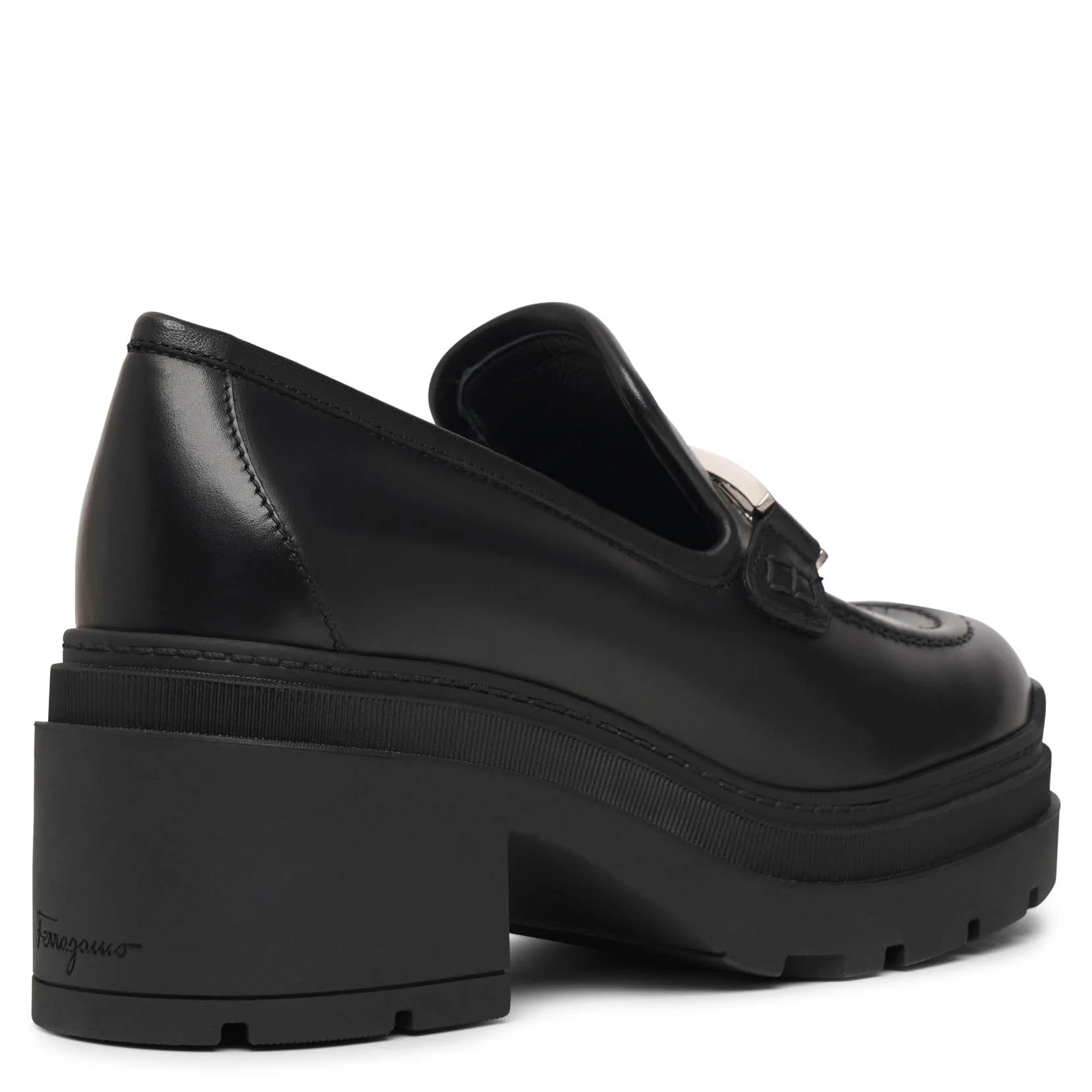 Vara chain black leather loafers - Image 4
