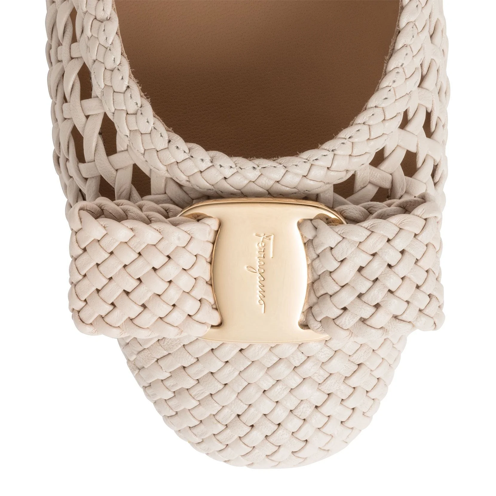Varina off-white woven leather ballerinas - Image 4