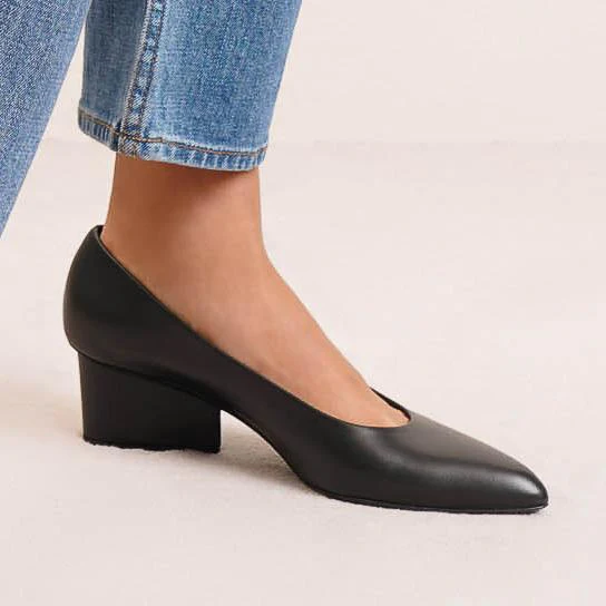 Velia 55 black leather pumps - Image 6