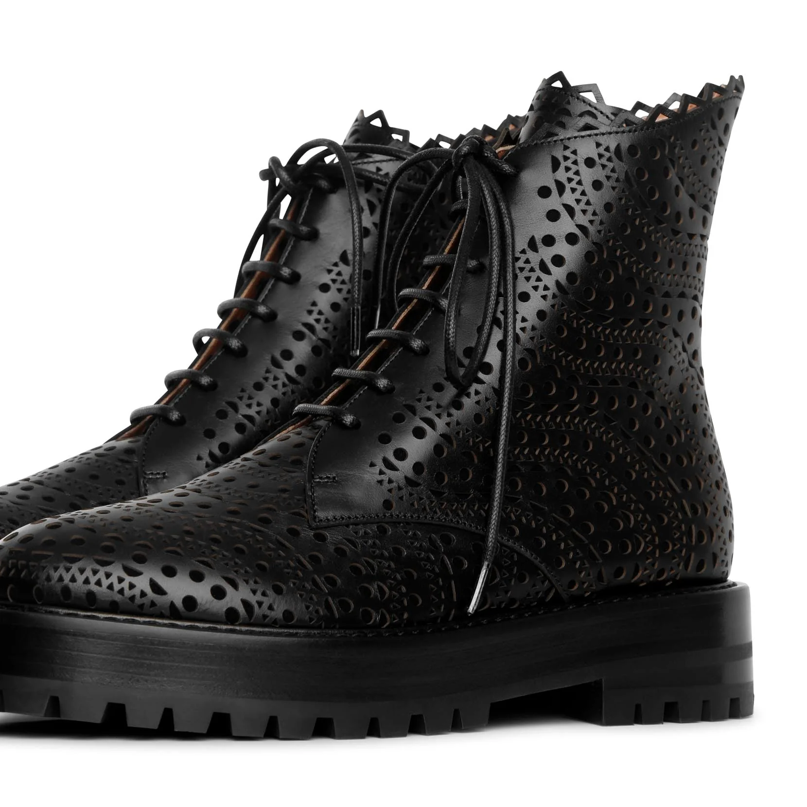 Vienne black leather flat boots - Image 4