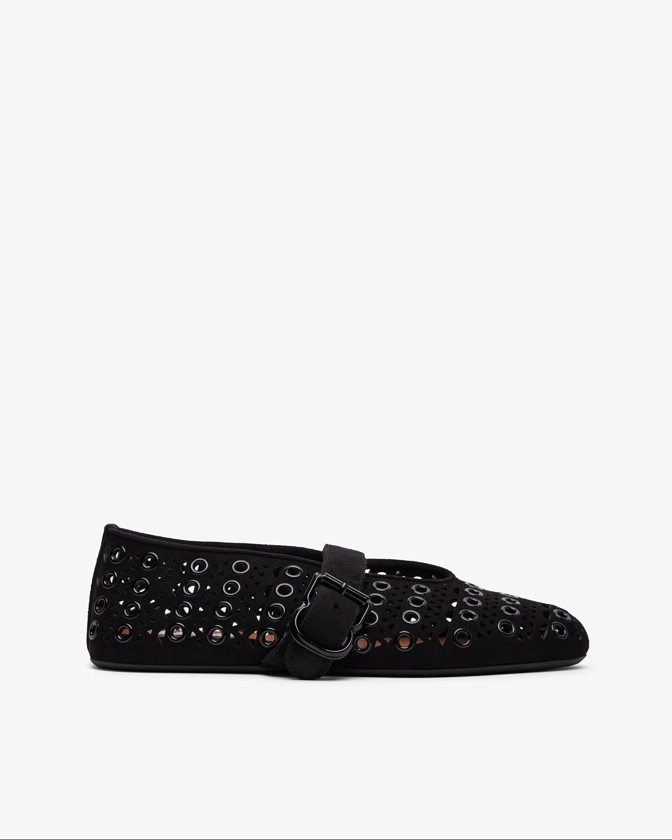 Vienne black suede ballet flats