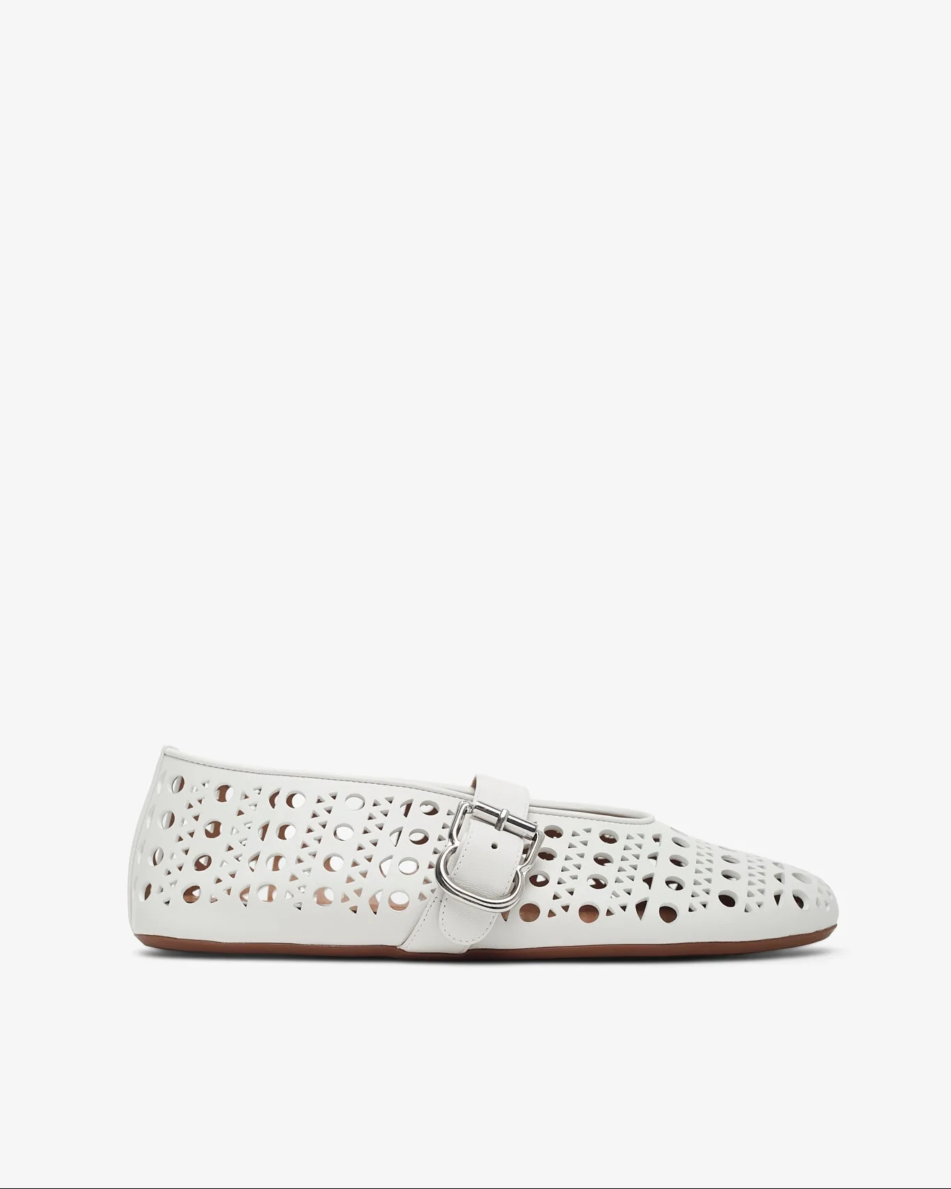 Vienne white leather ballet flats