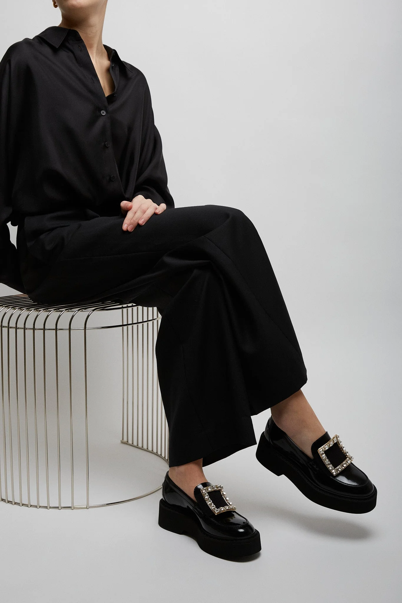 Viv Rangers high black patent loafers - Image 2