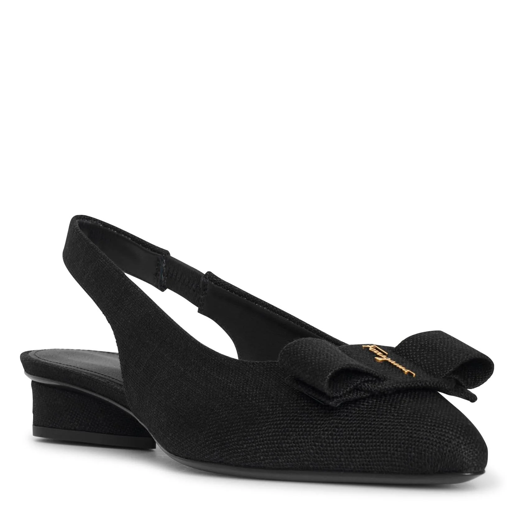 Viva sling black linnen flats - Image 2