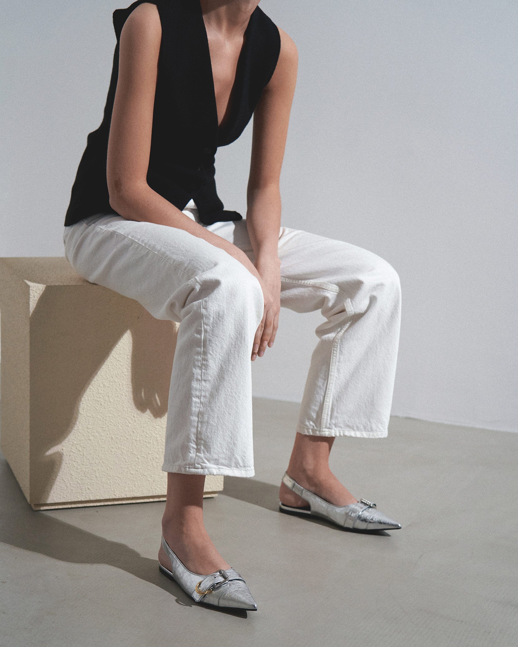 Voyou silver slingback flats - Image 2