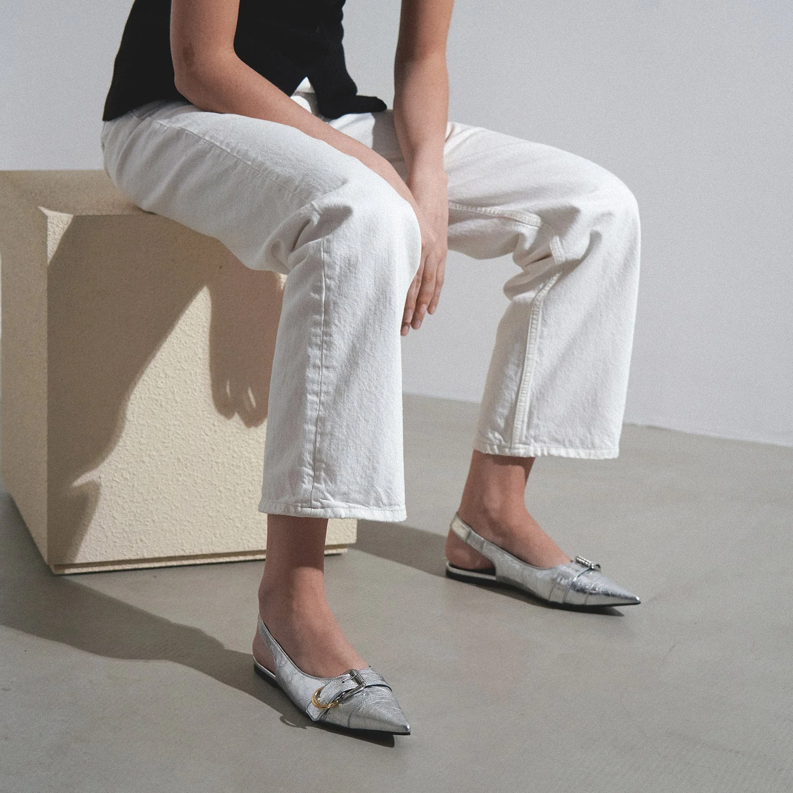 Voyou silver slingback flats - Image 6