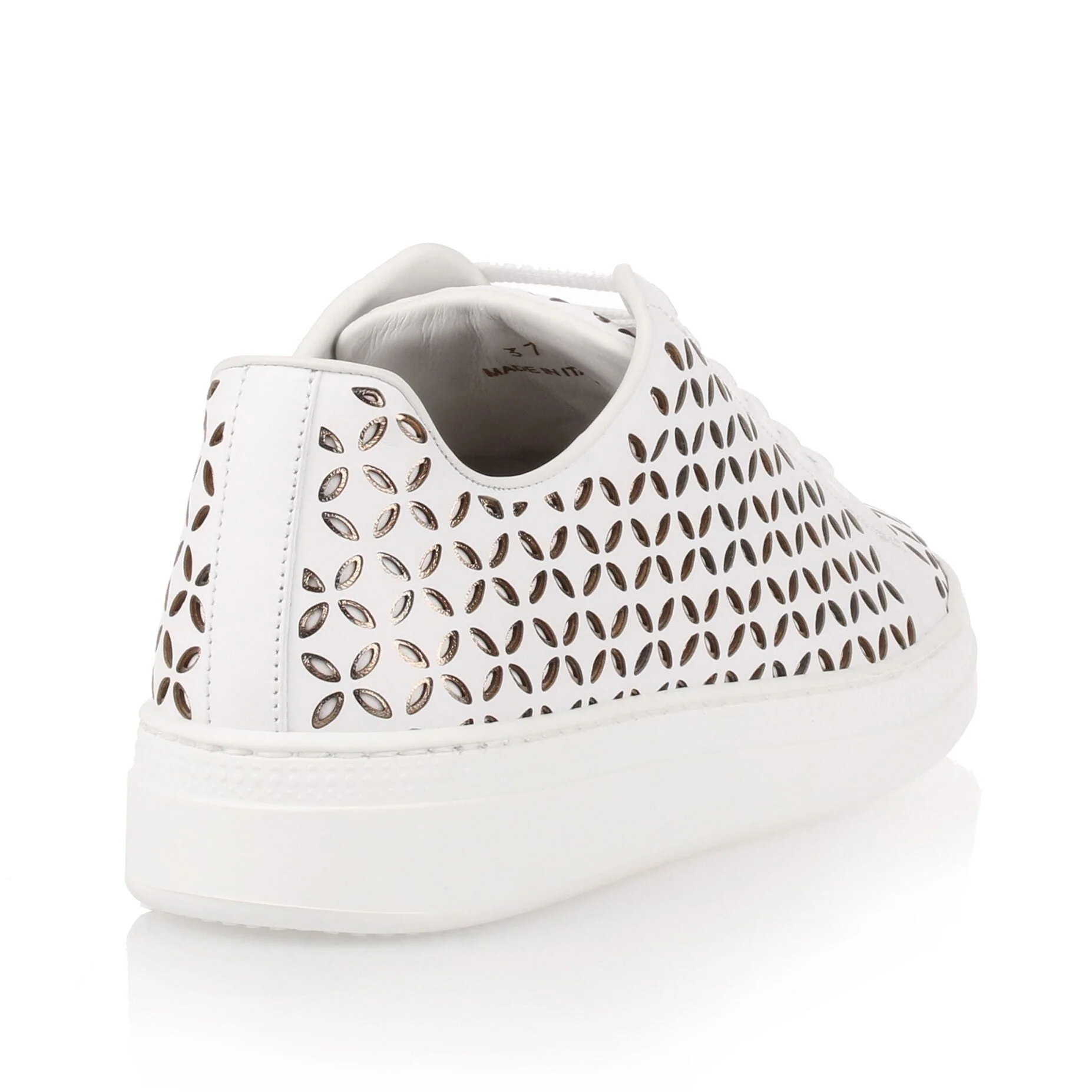 White laser-cut leather sneaker - Image 3
