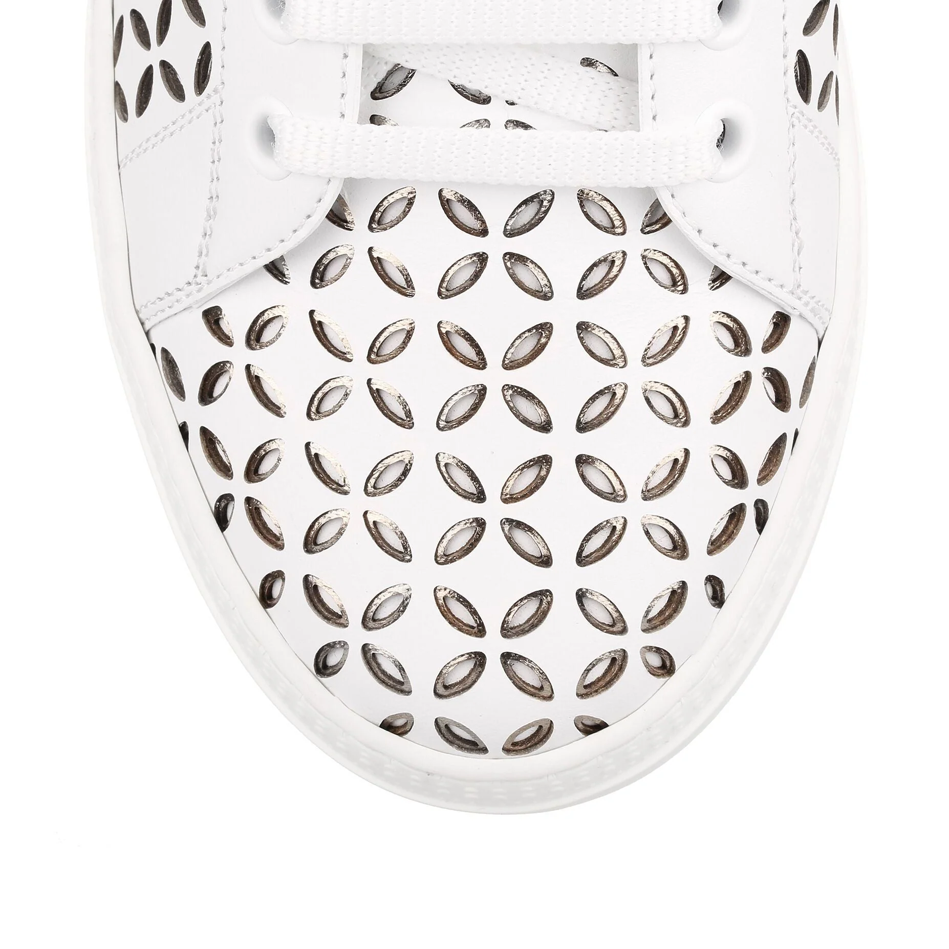 White laser-cut leather sneaker - Image 4
