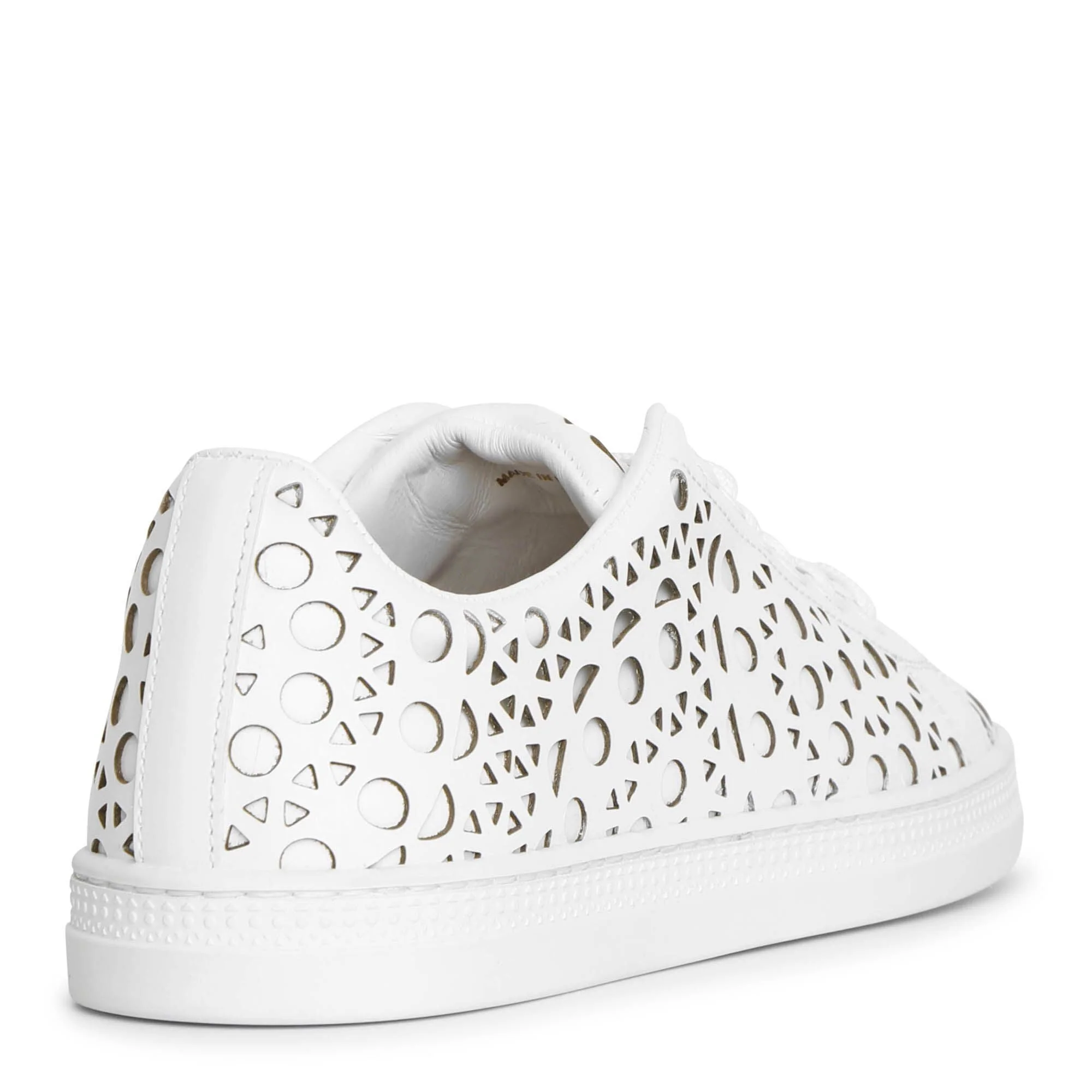 White laser cut leather sneakers - Image 3