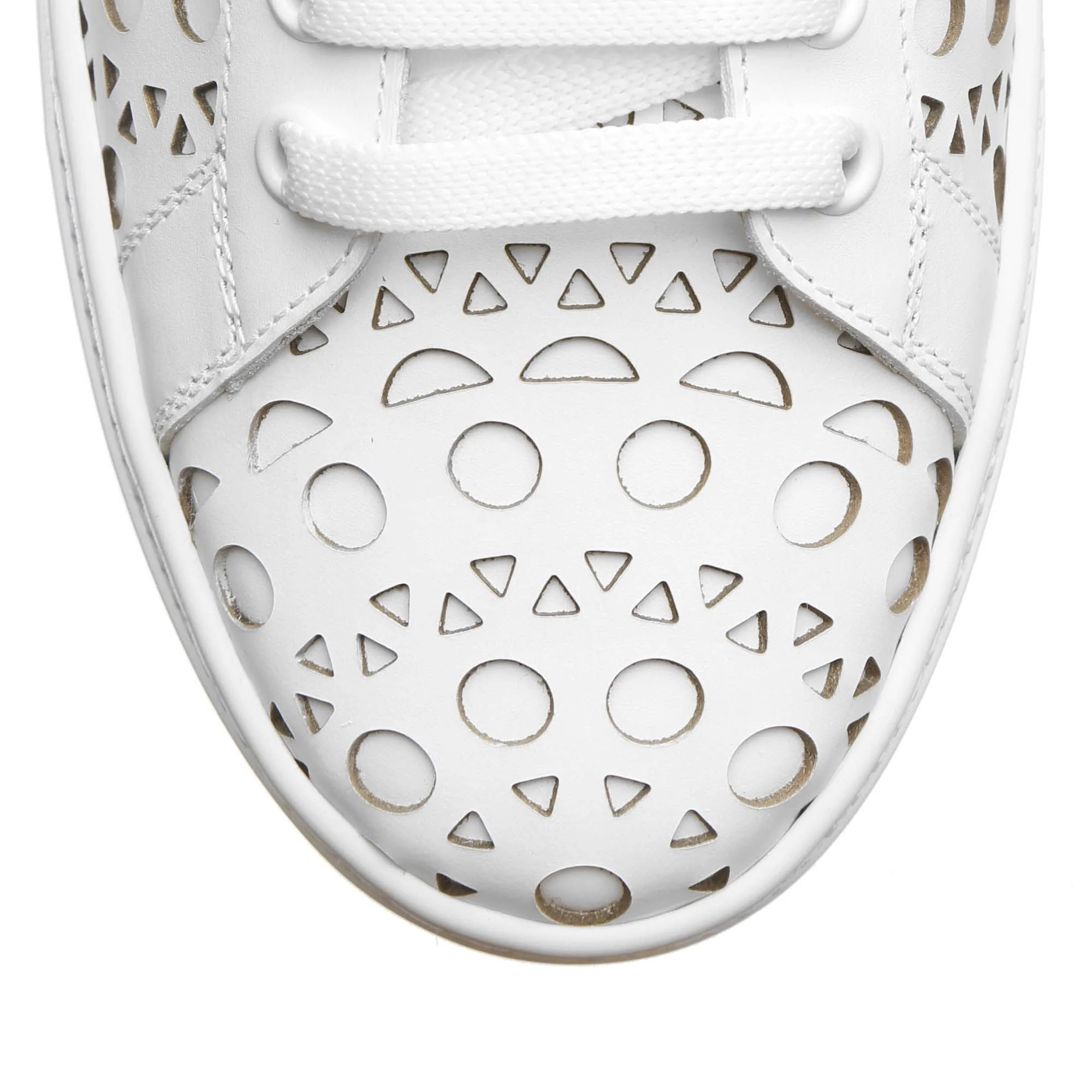 White laser cut leather sneakers - Image 4